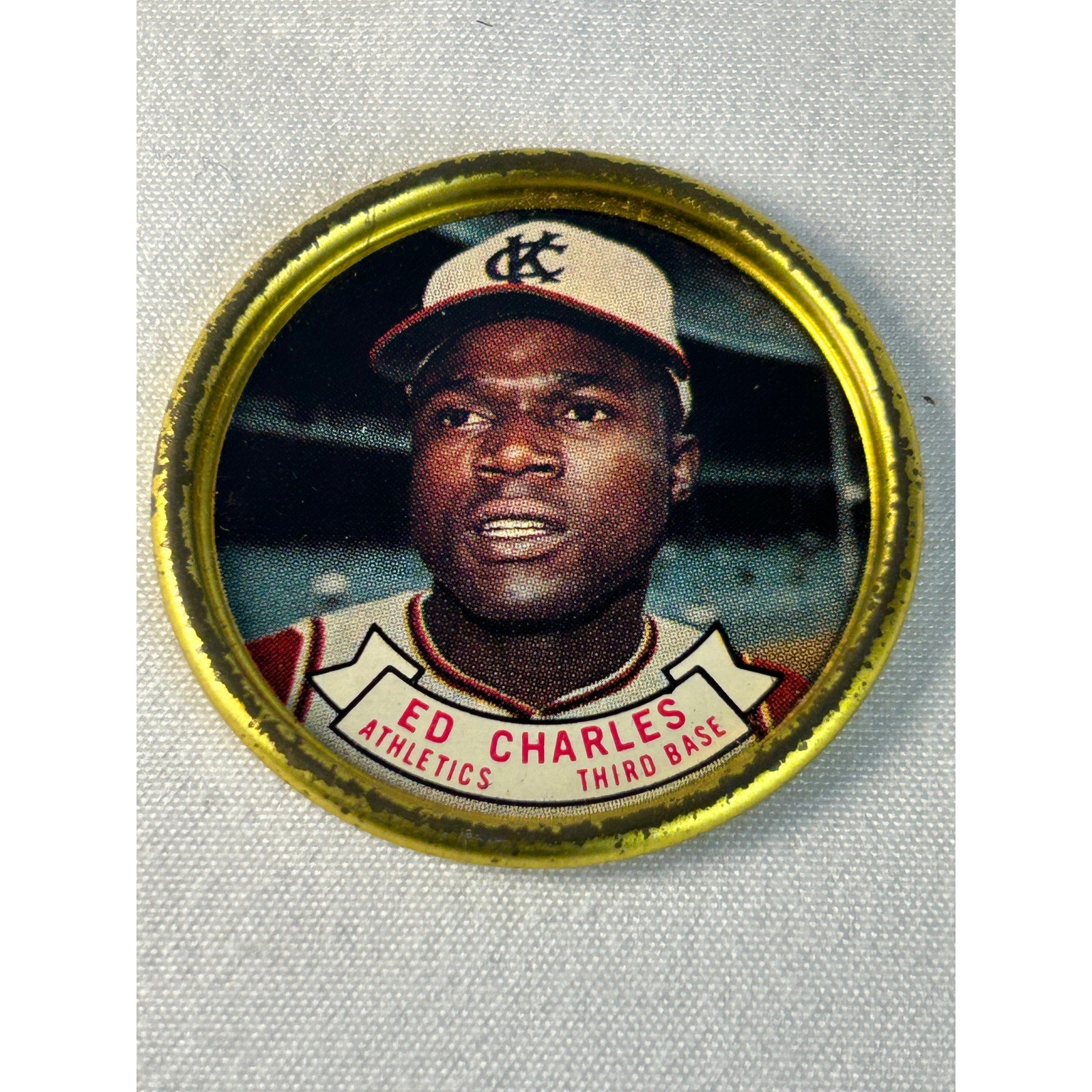 Vintage 1964 Topps Metal Baseball Coins KC Athletics Jerry Lumpe Ed Charles