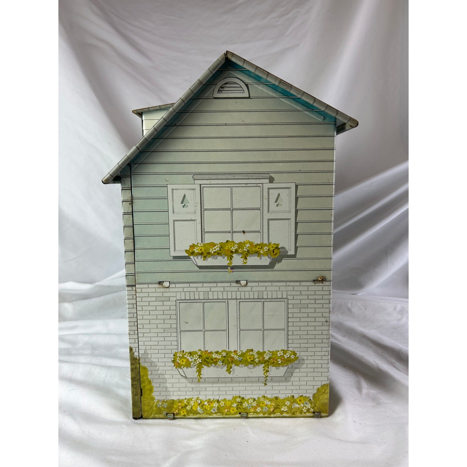 Vintage Marx Tin Litho Two Story Colonial Dollhouse Metal 1950s