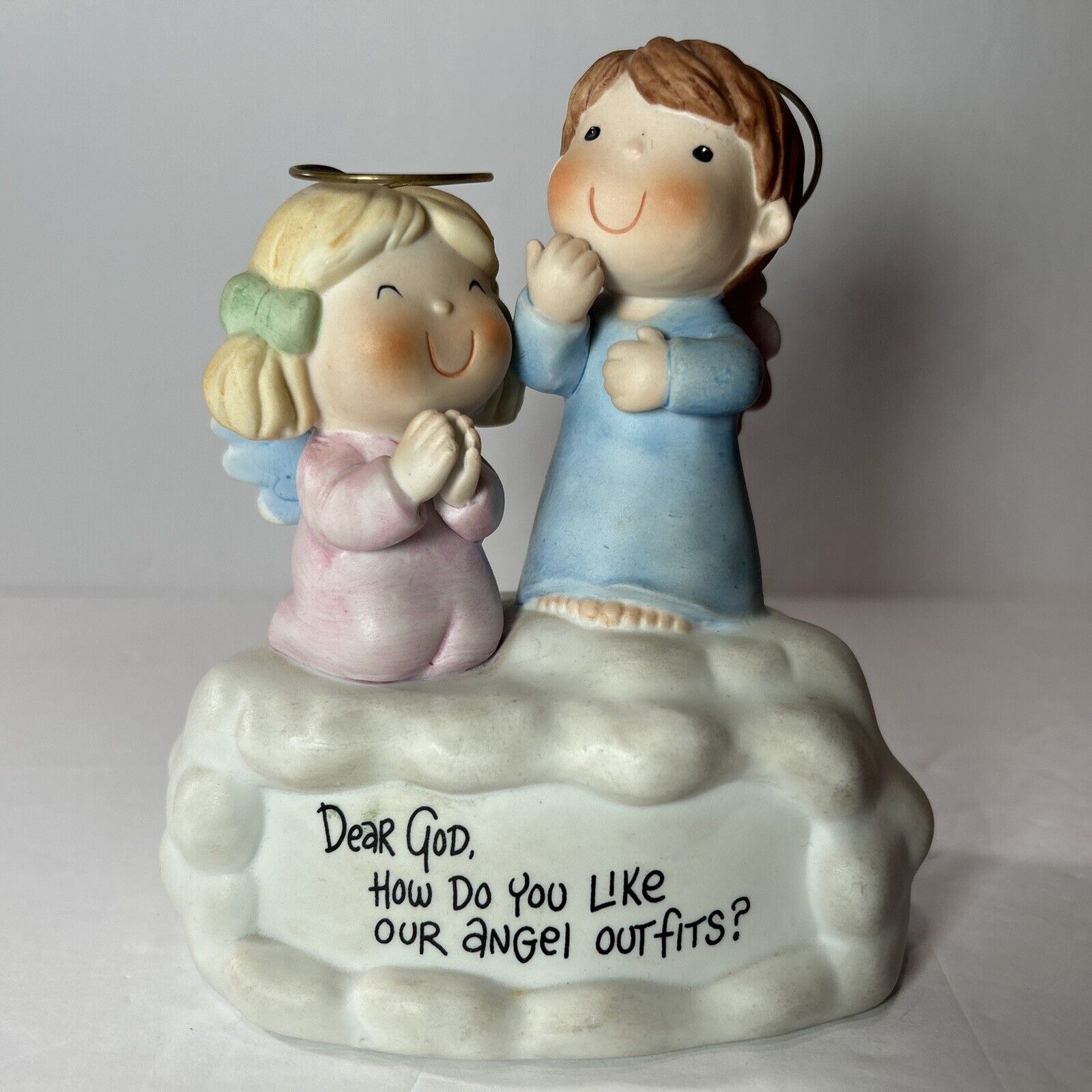 Enesco 1983 Dear God Kids Figurine “How Do You Like Our Angel Outfits?” w/Box