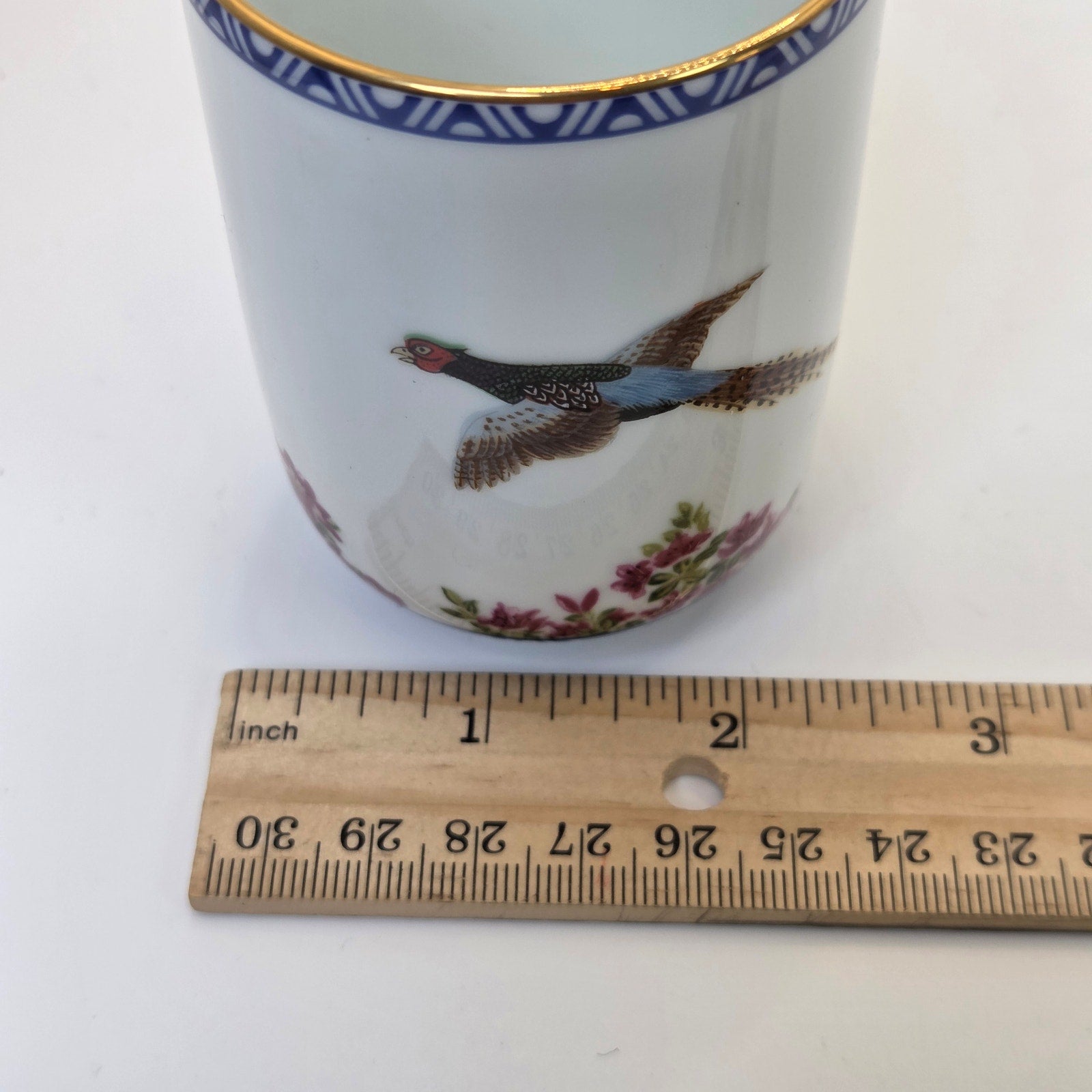 Franklin Mint 1985 Fine Porcelain Tea Cup Pheasant Bird Floral Japan