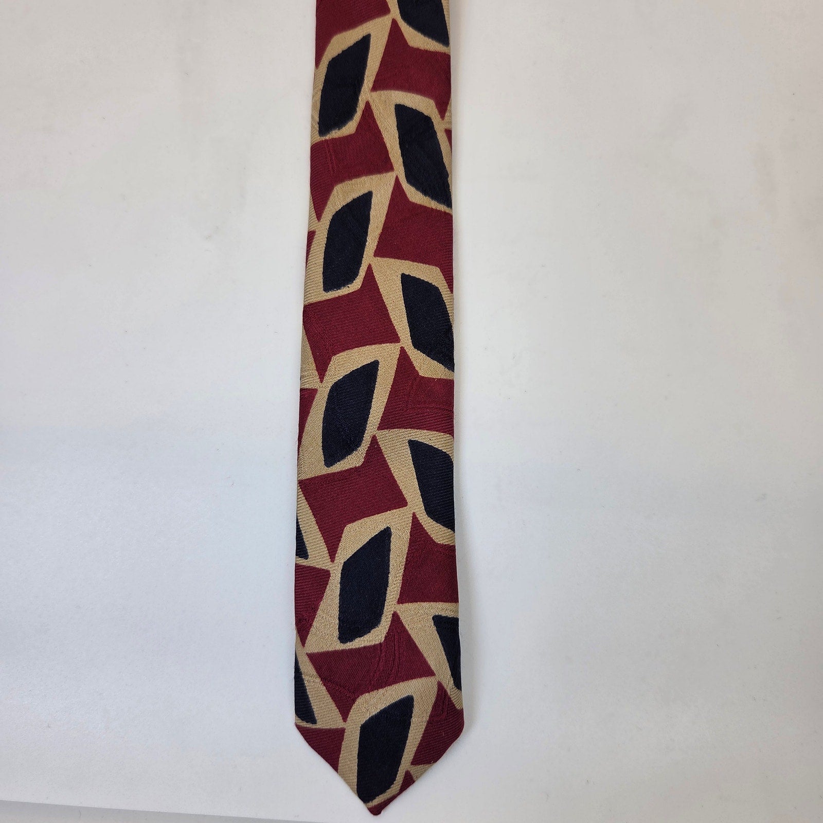 Bolgheri Italy Silk Abstract Geometric Wide Vintage Mens Necktie 4in