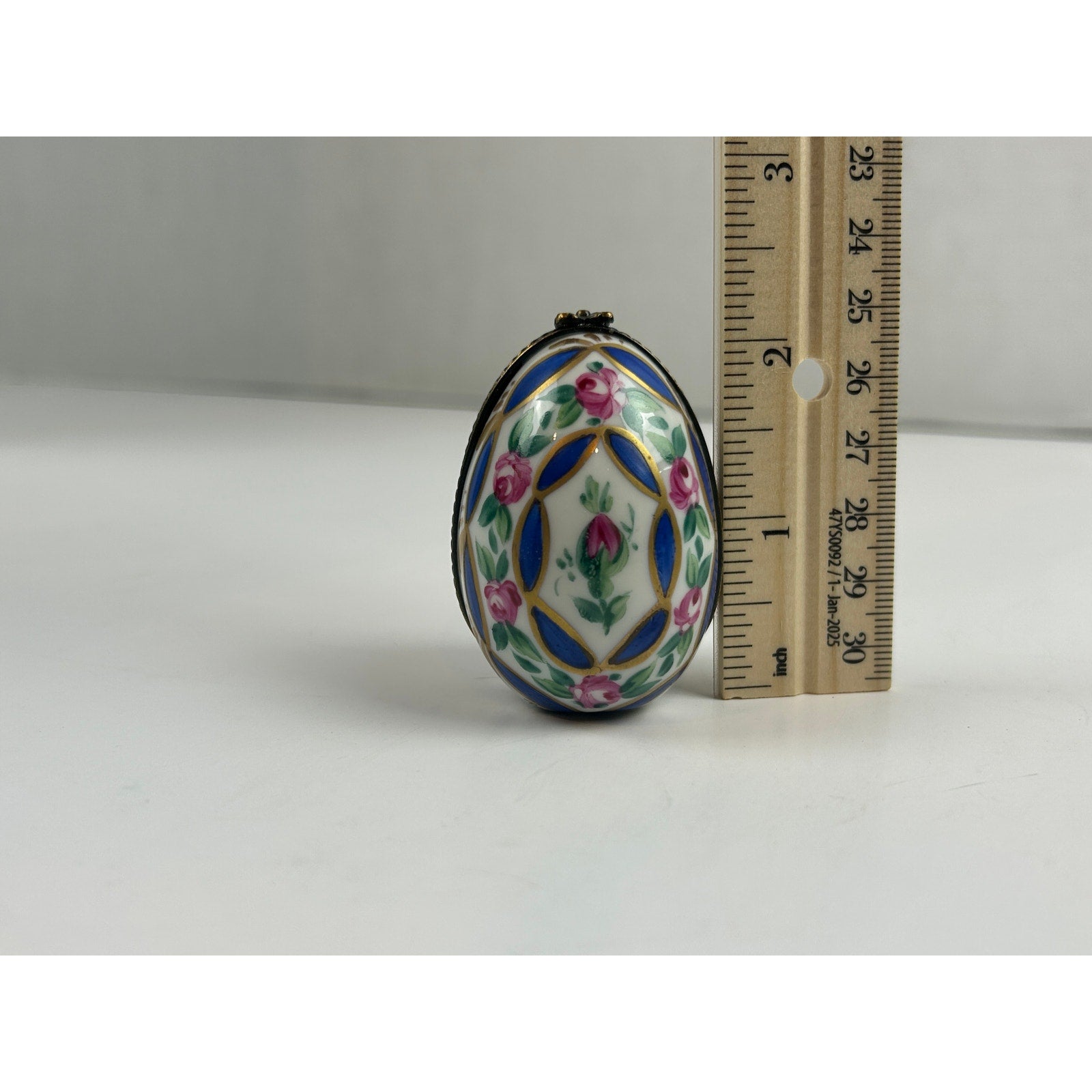 Vintage Limoges Hinged Egg Trinket Box with Perfume Bottle Hand Painted