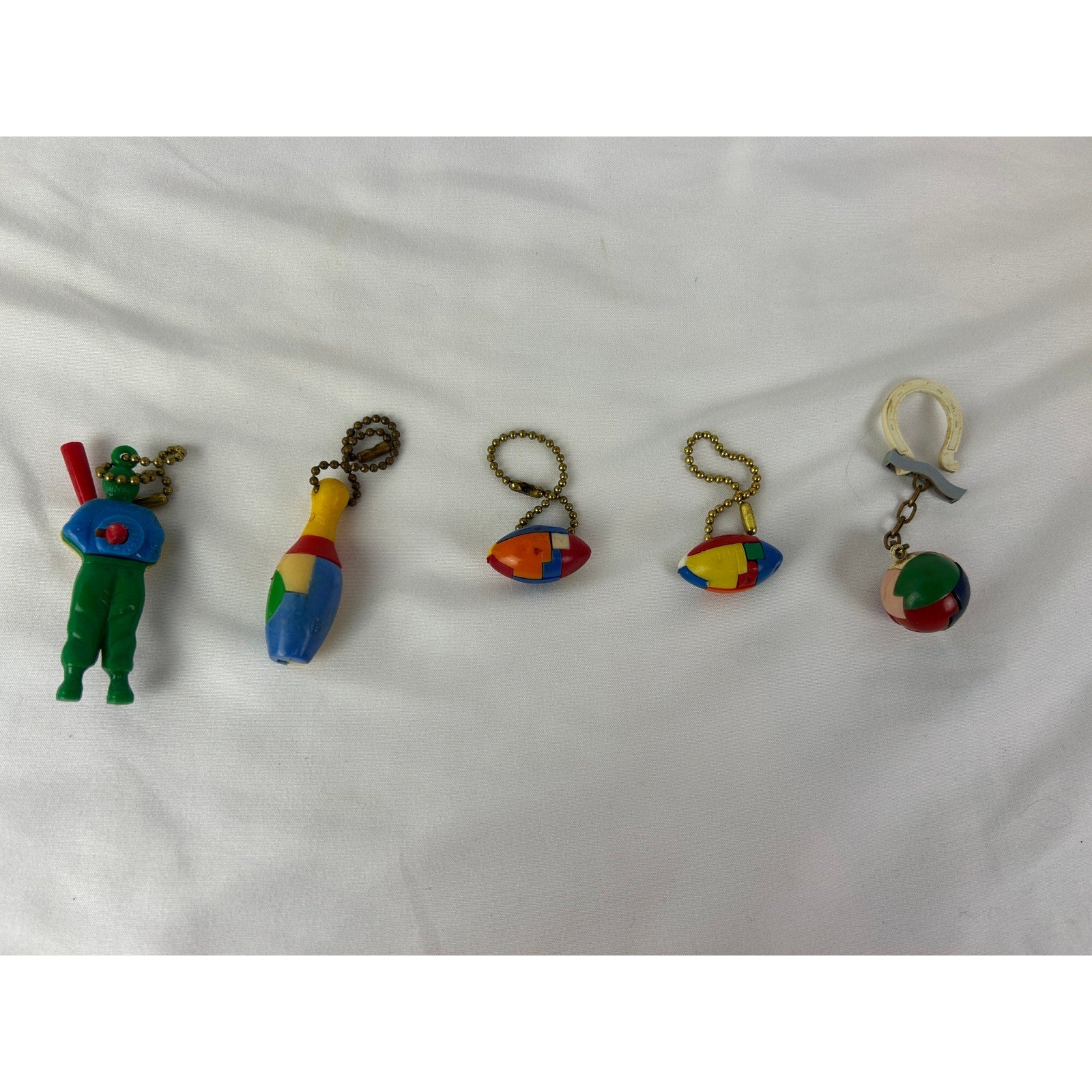 Vintage 1950s Sports Game Puzzle Keychain Lot Football Bowling Toys