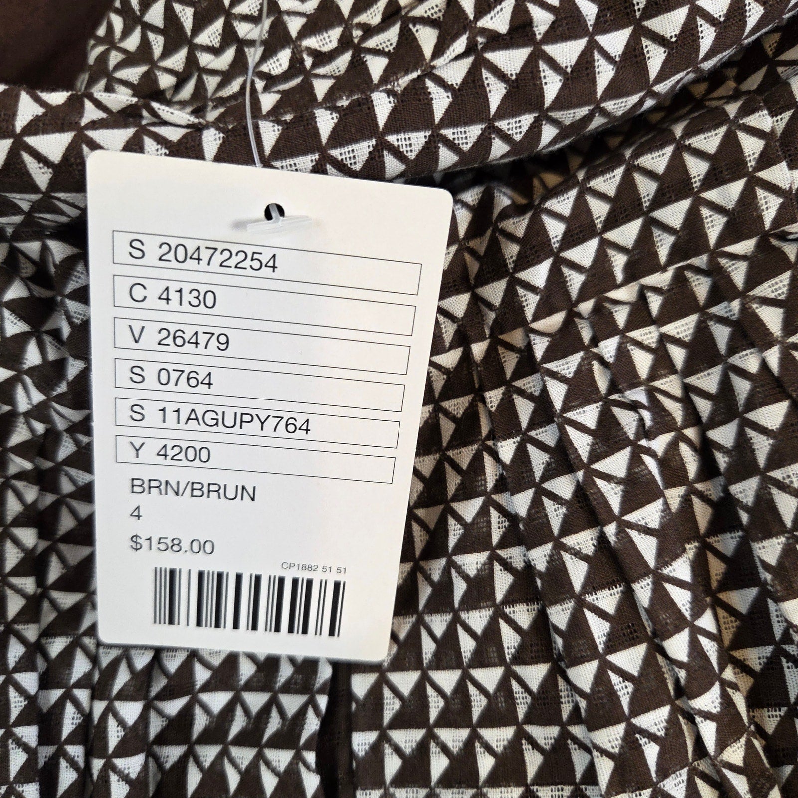 Anthropologie Edme & Esyllte Brown Geometric Cotton Dress Size 4 NWT