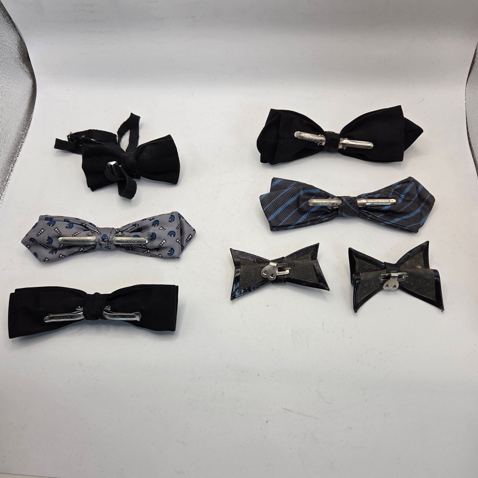 Vintage 1950s–70s Boys Clip-On Bow Tie Lot of 7 Royal Ormond Beau Clip