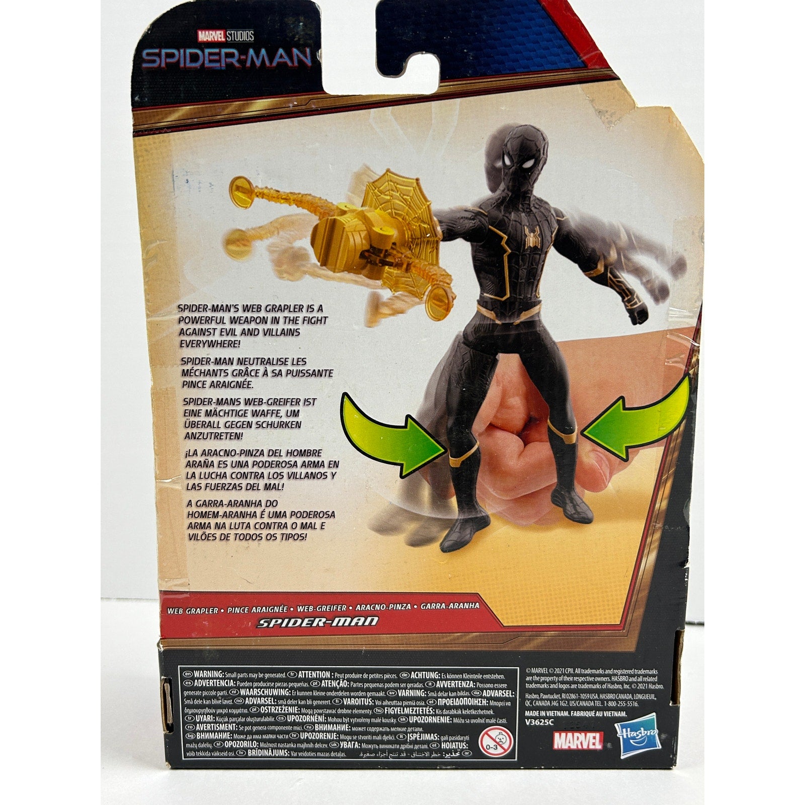 2021 Hasbro Marvel Studios Spider-Man Web Grappler 6-Inch Black & Gold Figure