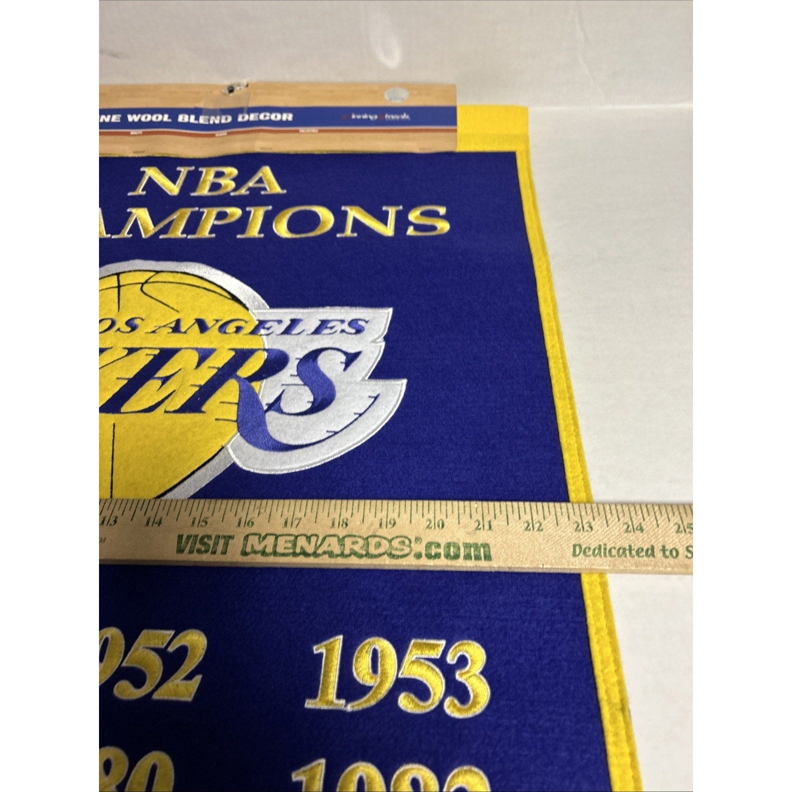 Los Angeles Lakers Wool Blend NBA Champions Banner, 24" x 36"