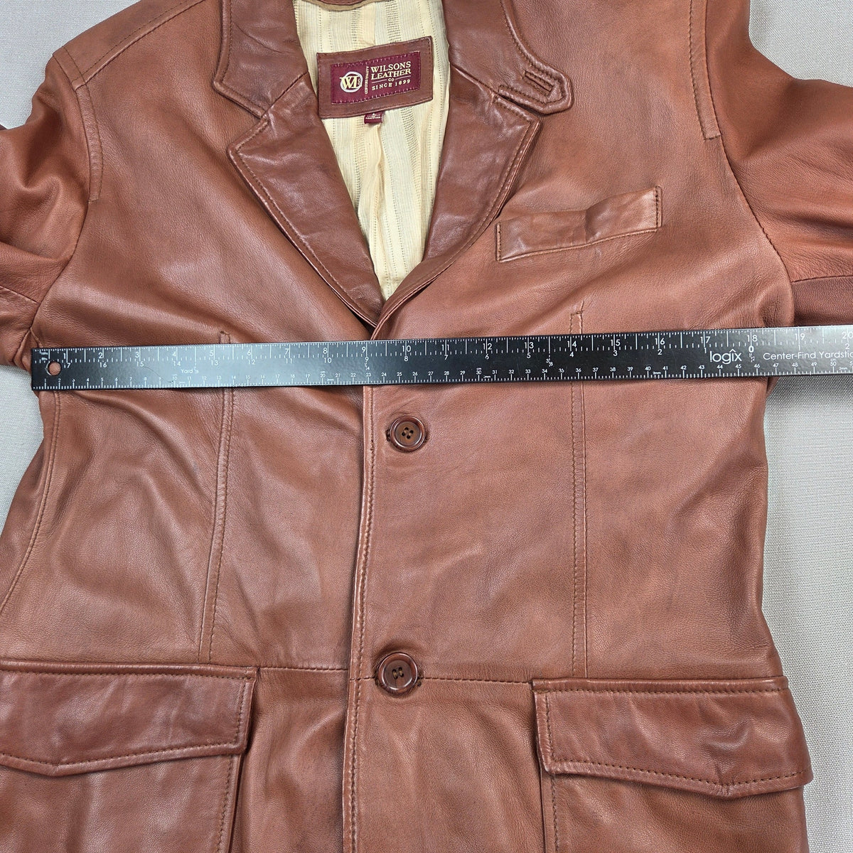 Wilsons Leather Men's L Brown Genuine Leather Blazer Sport Coat Jacket Lined
