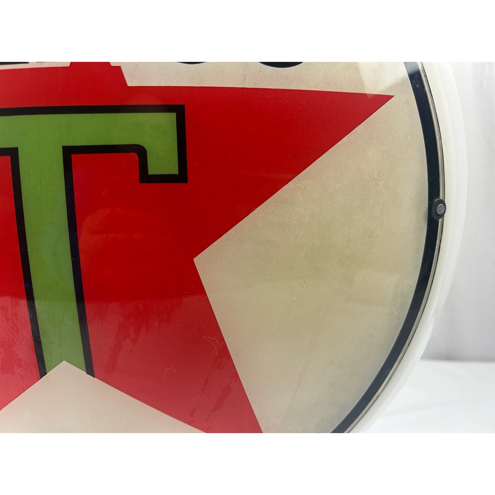 Vintage Texaco Gas Pump Globe Milk Glass Red Star Green T Service Station Sign