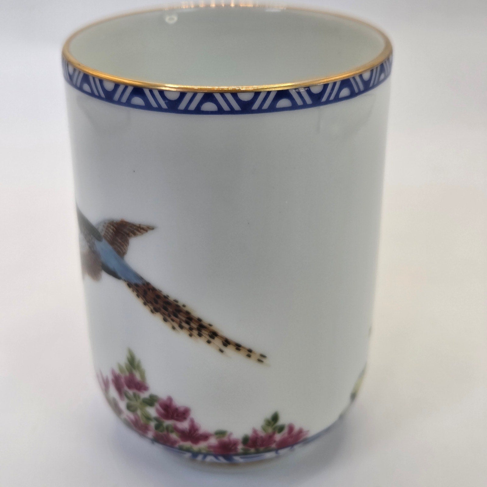 Franklin Mint 1985 Fine Porcelain Tea Cup Pheasant Bird Floral Japan