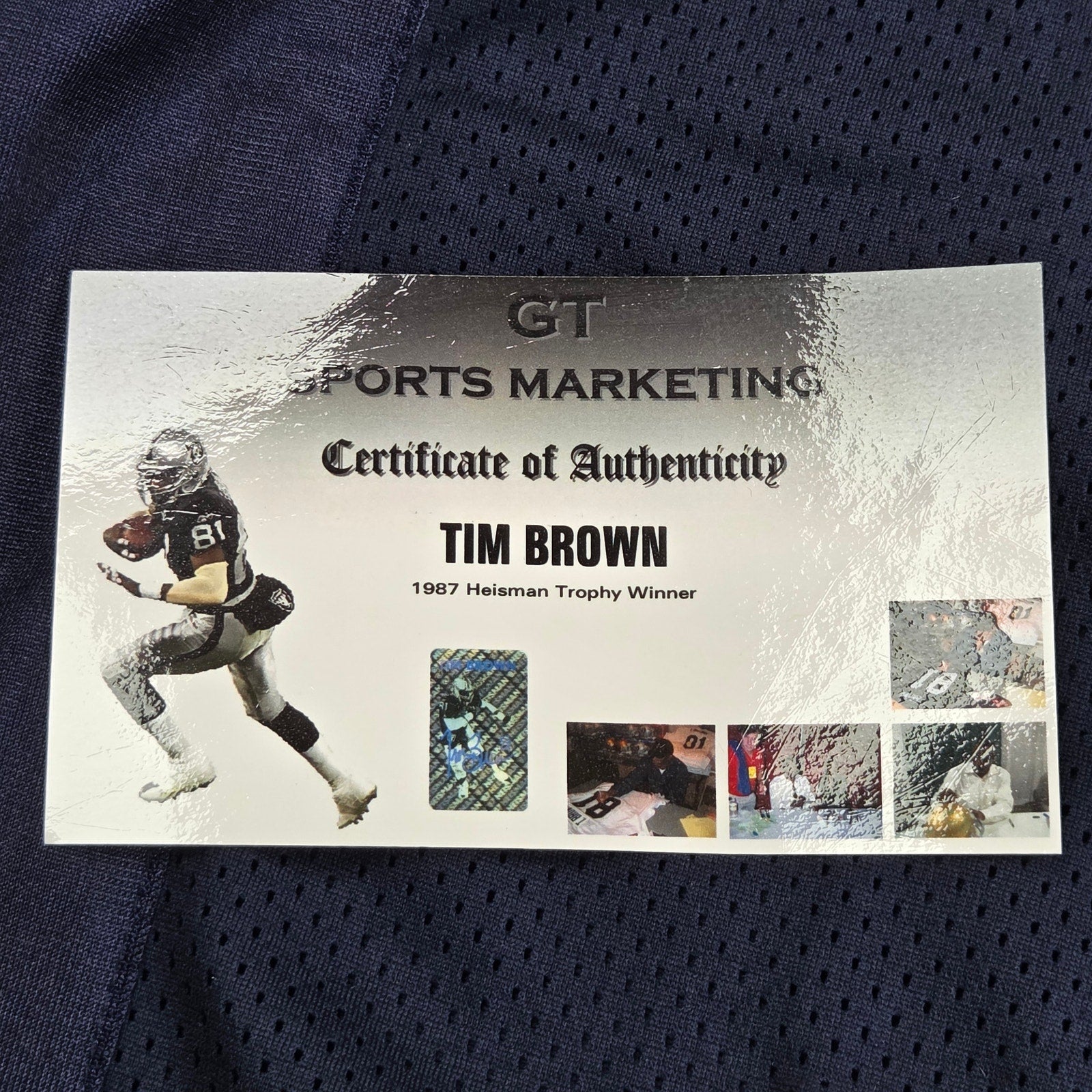 Tim Brown Signed Notre Dame Career Stats Custom Jersey XL GTSM COA Heisman