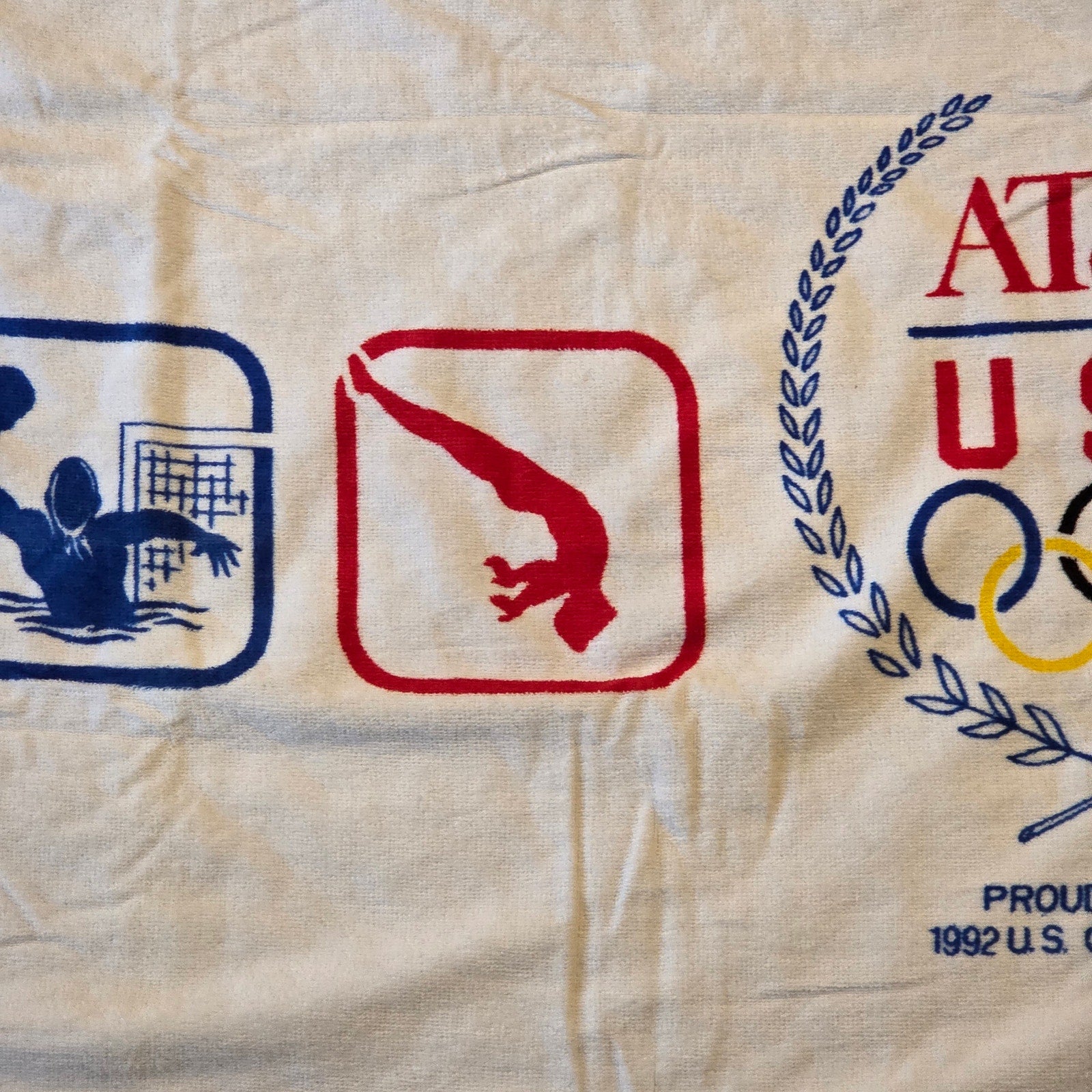 AT&T USA 1992 Olympic Games Vintage Bath Towel Hilascal Cotton