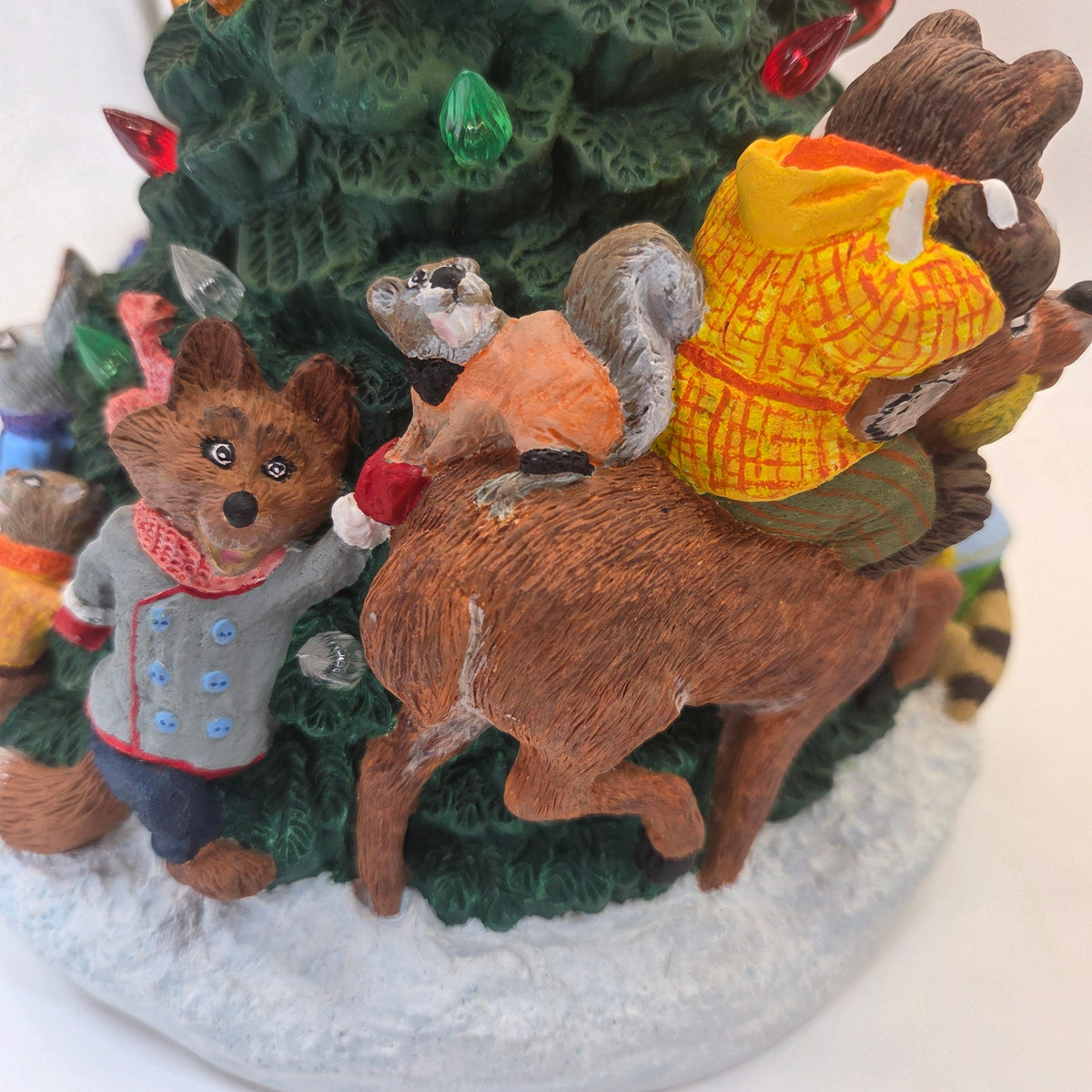 Handmade Ceramic Woodland Animal Christmas Tree Lighted Decor Rosemary 1990