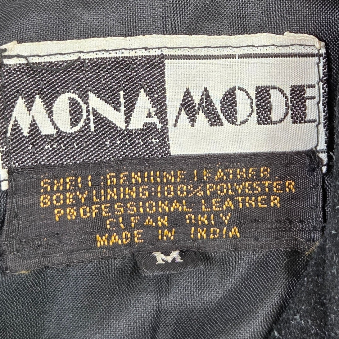 Mona Mode Leather Military Style Cropped Jacket Marines Patch Womens M