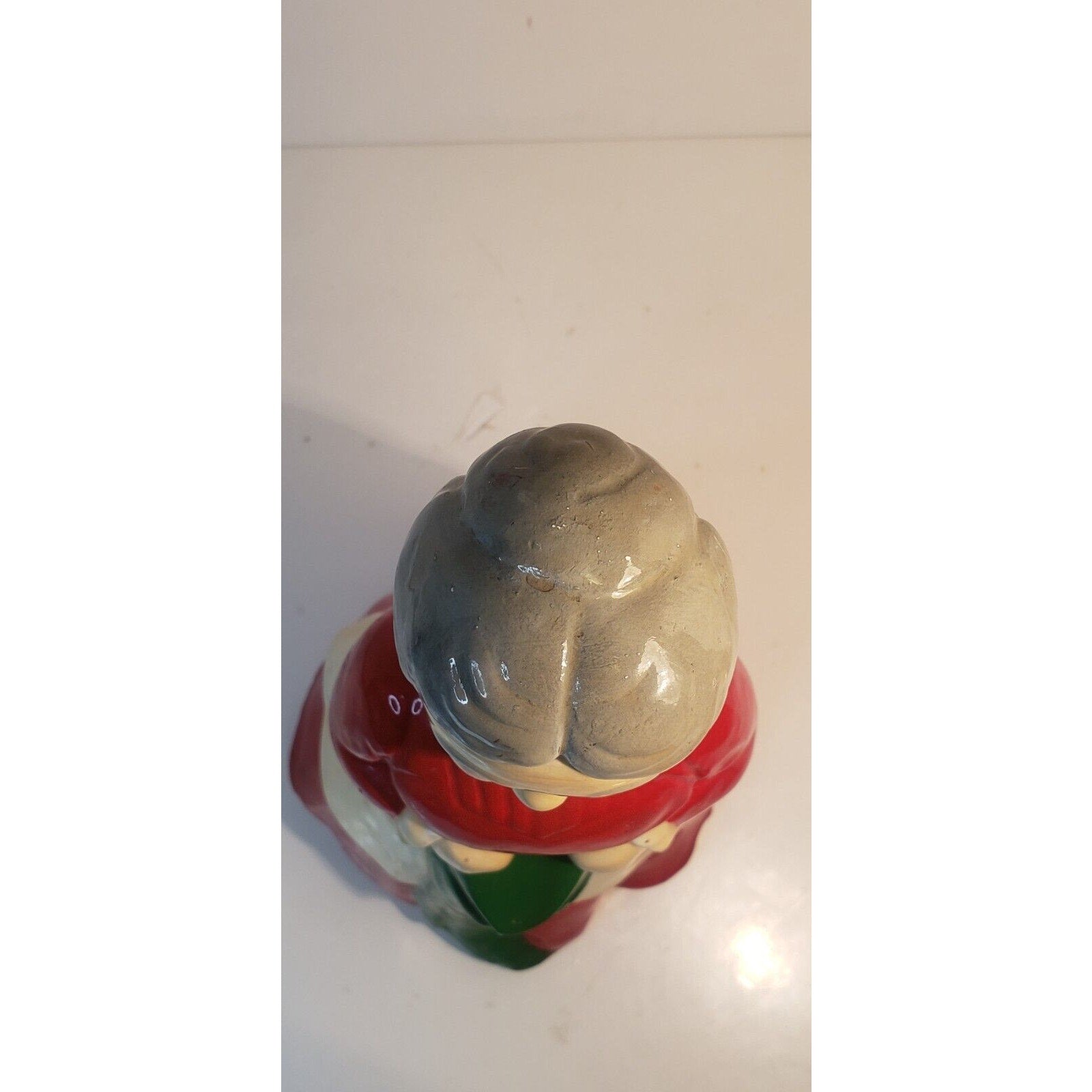 Vintage Ceramic Mrs. Claus Figurine Hand Painted Holding Stocking 10" Holiday