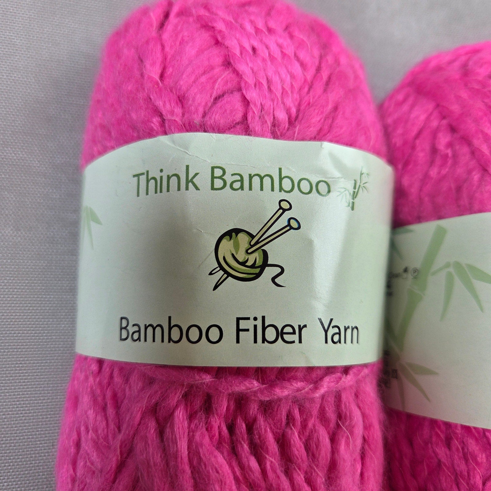 Think Bamboo Fiber Yarn Lot of 2 Style B912 Pink Color 923 Bulky Wool Blend