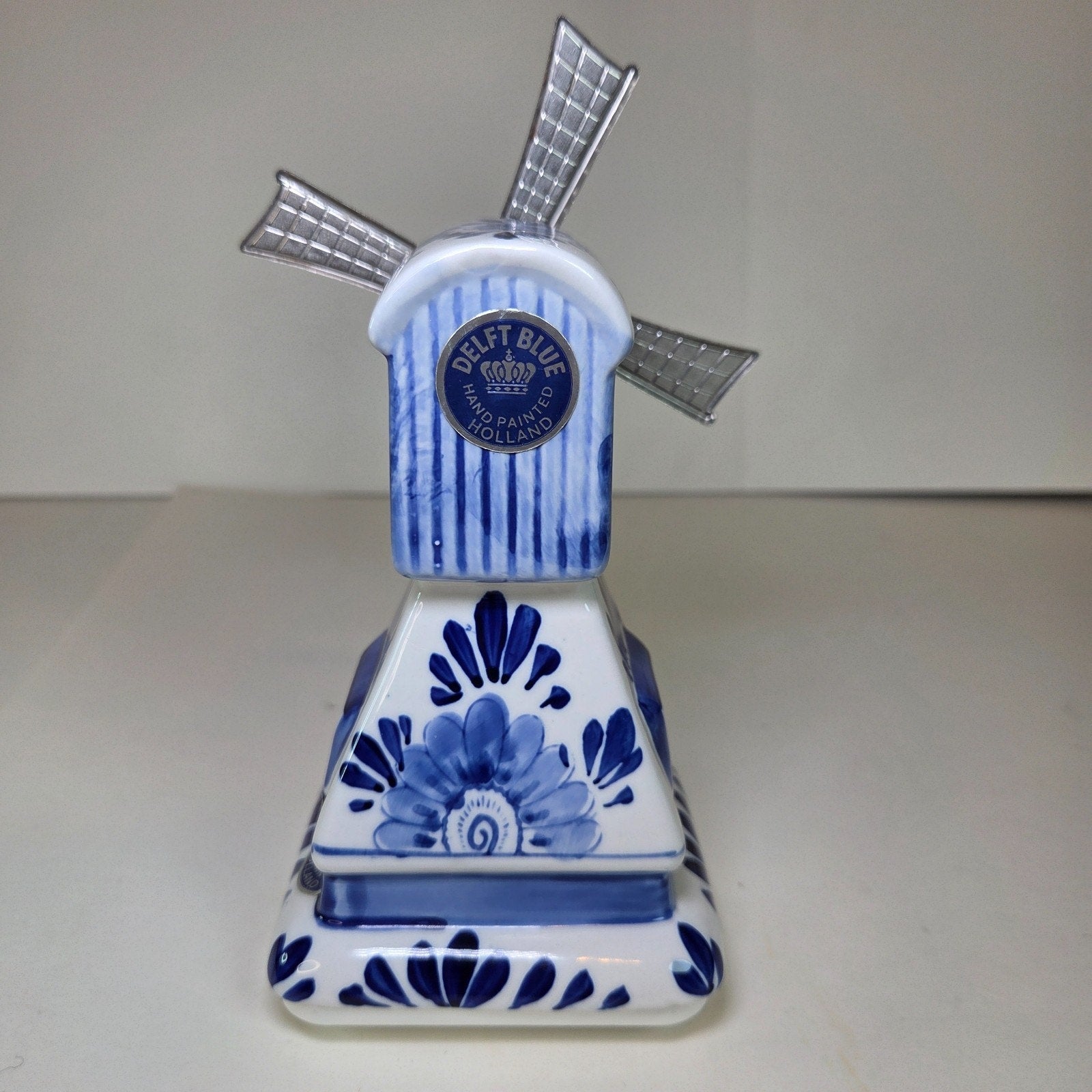 Delft Blue Elesva Windmill Figurine Holland 7" Ceramic Music Box (Non-Working)