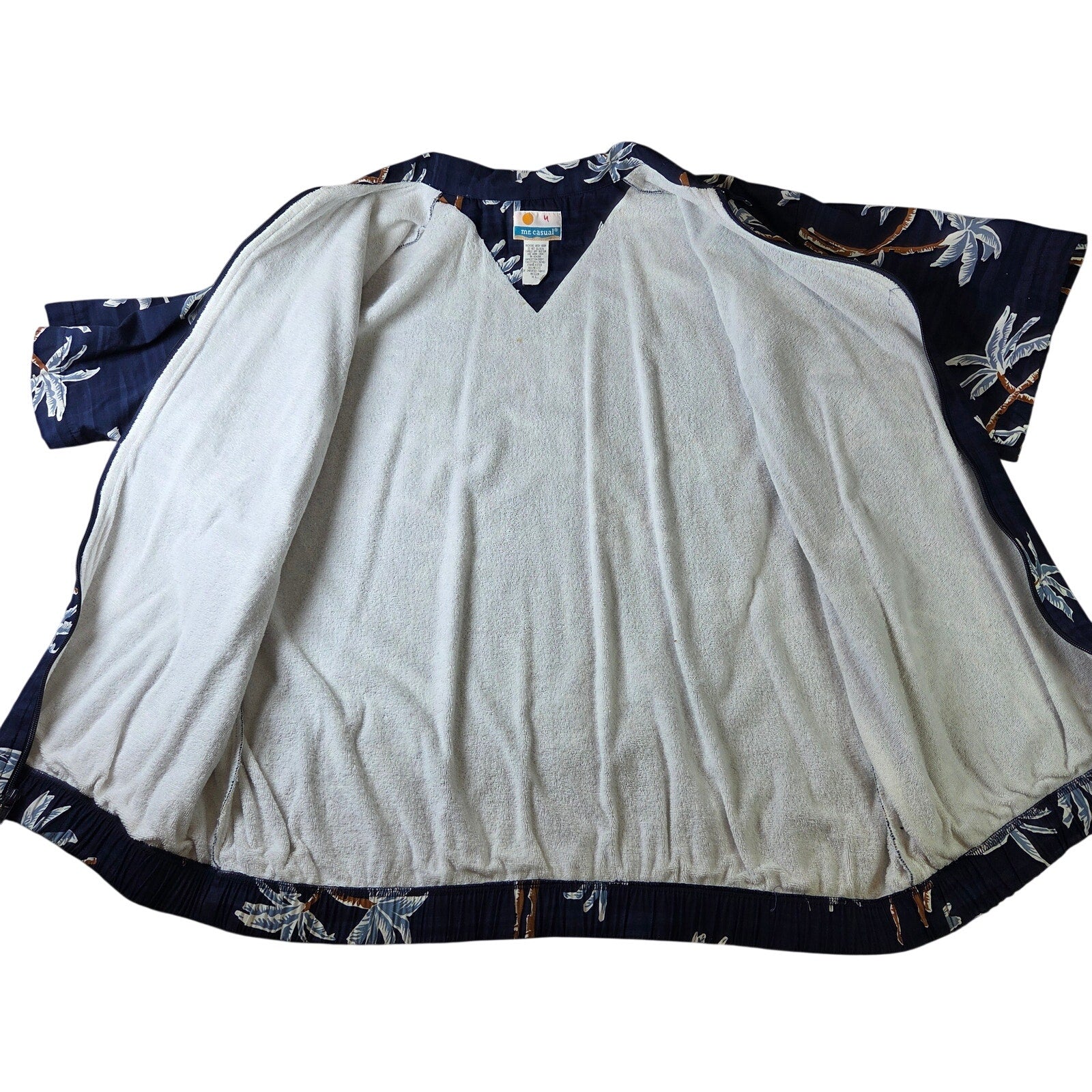 Mr. Casual XL Palm Tree Print Full Zip Terrycloth Lined Shirt Jacket