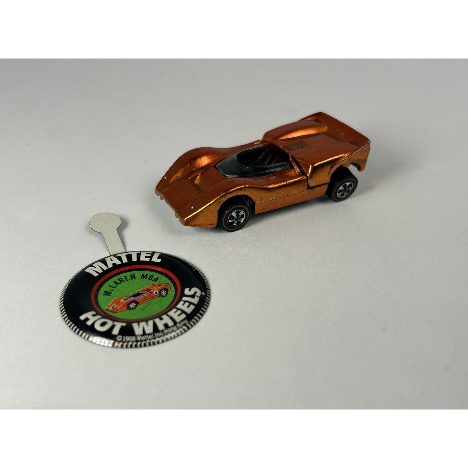 Vintage Hot Wheels 1969 McLaren M6A Redline Diecast Car W/Button