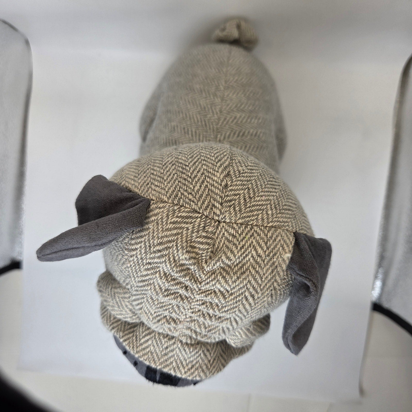 Dora Designs Pug Dog Doorstop Weighted Fabric Herringbone Home Decor 11in