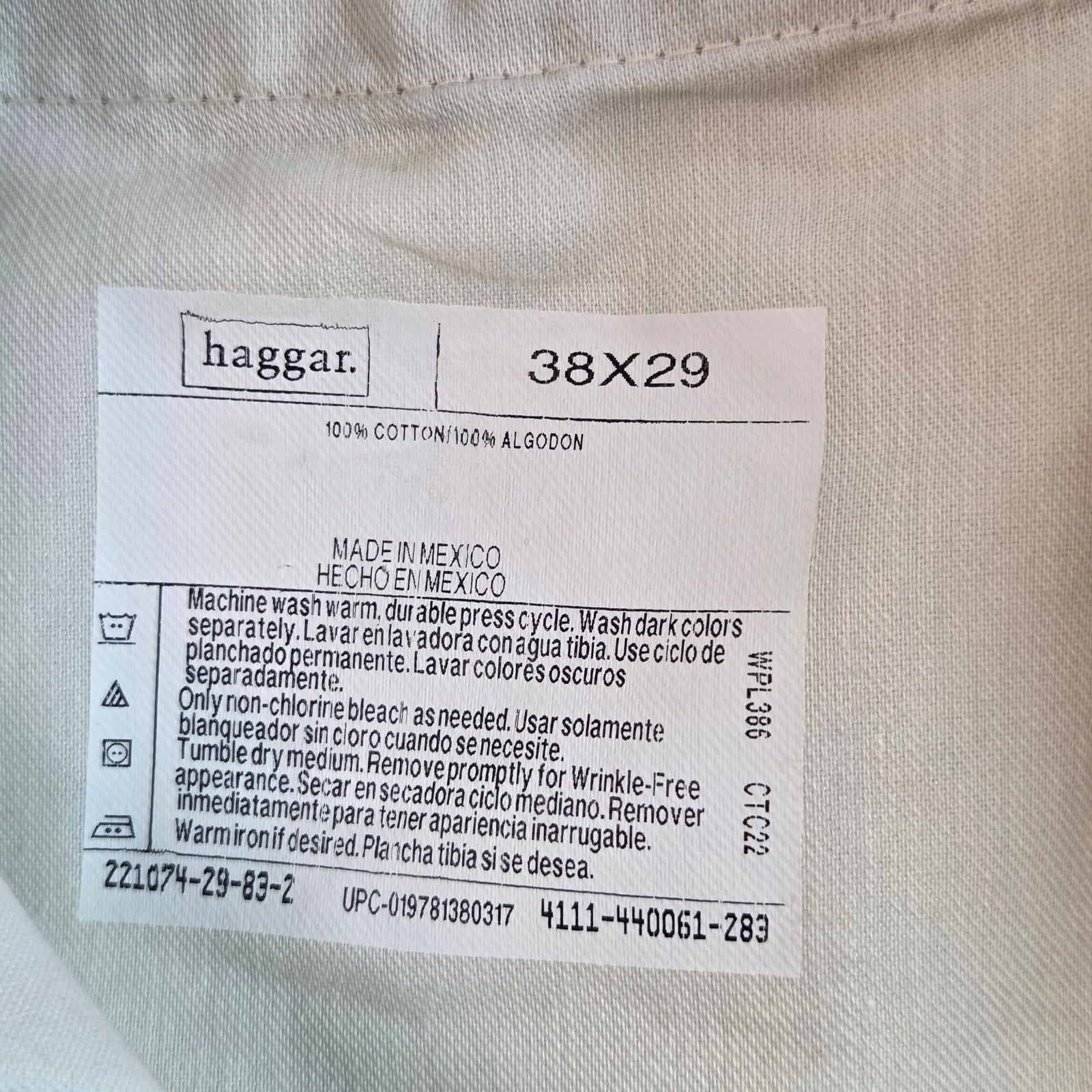 Haggar Generations Pleated Khaki Pants Men’s 38x28 100% Cotton Mexico