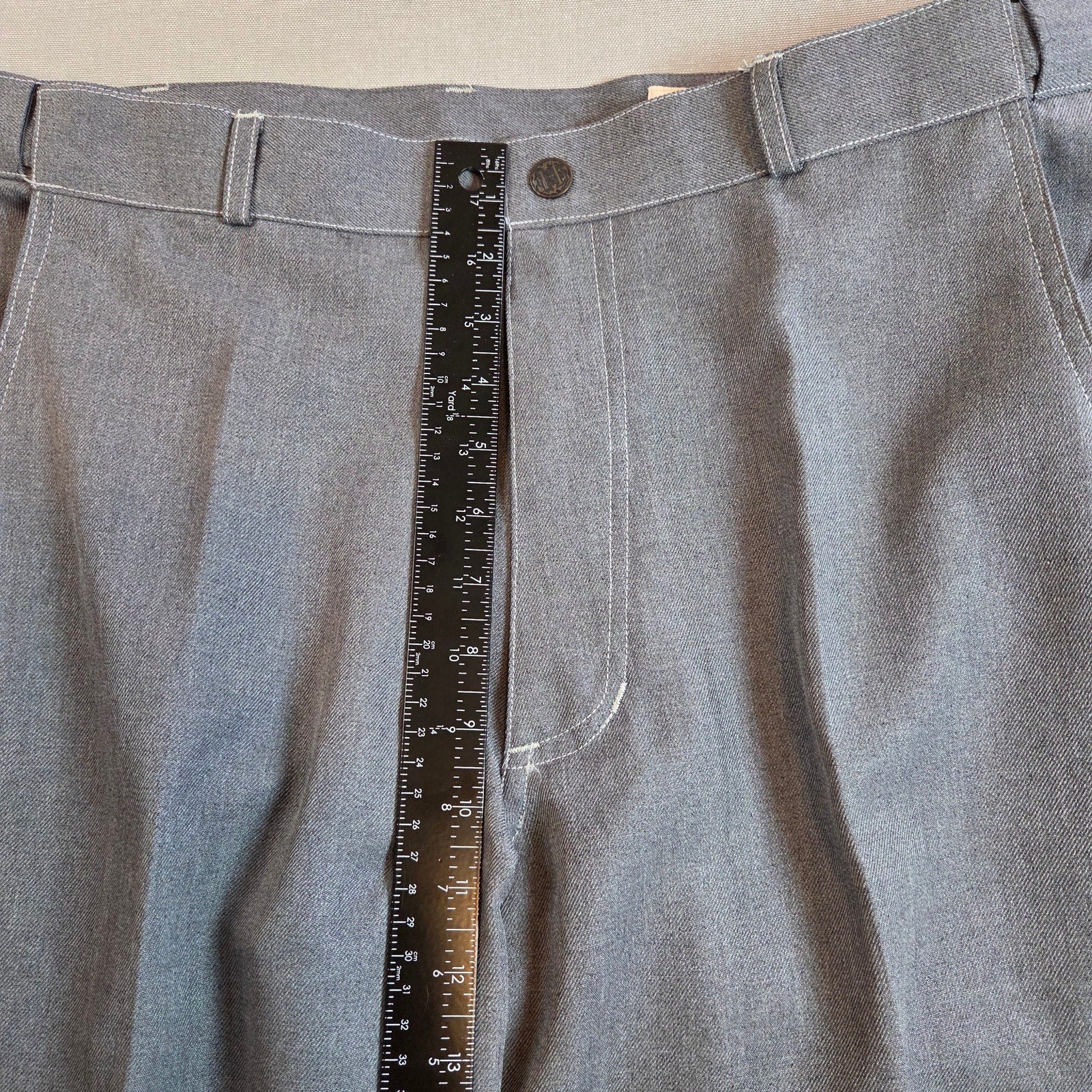 Haband Men’s Dress Slacks 37x27 Gray Polyester Permanent Press Pants