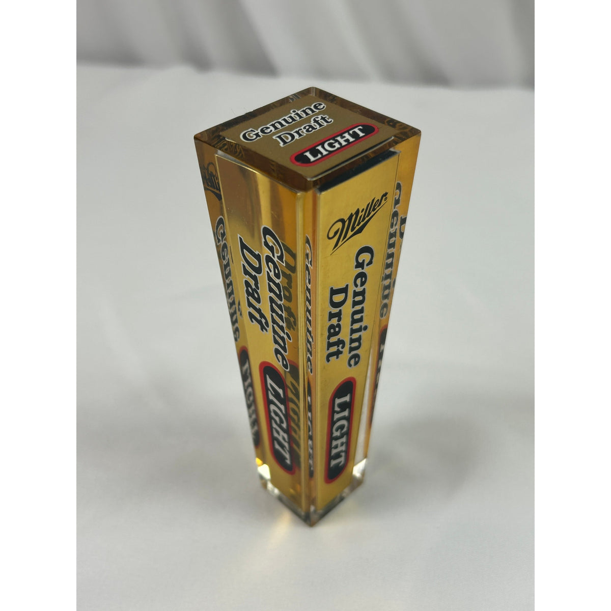 Vintage Miller Genuine Draft Light MGDL Acrylic Beer Tap Handle Amber Clear 5 In