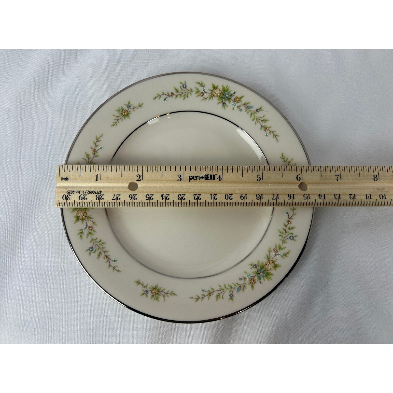 Noritake “Christina” Ivory China Plate 6.25 in Bread/Dessert Floral Silver Trim