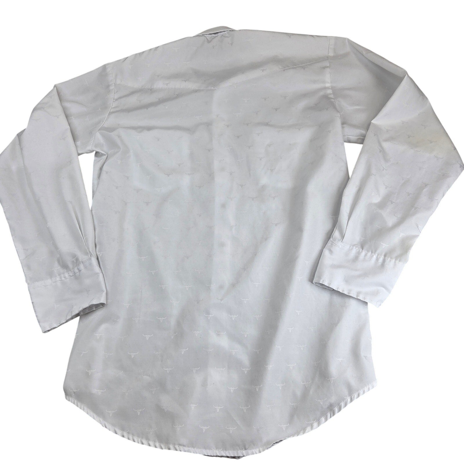 Roper Mens MT Medium Tall White Longhorn Jacquard Pearl Snap Western Shirt
