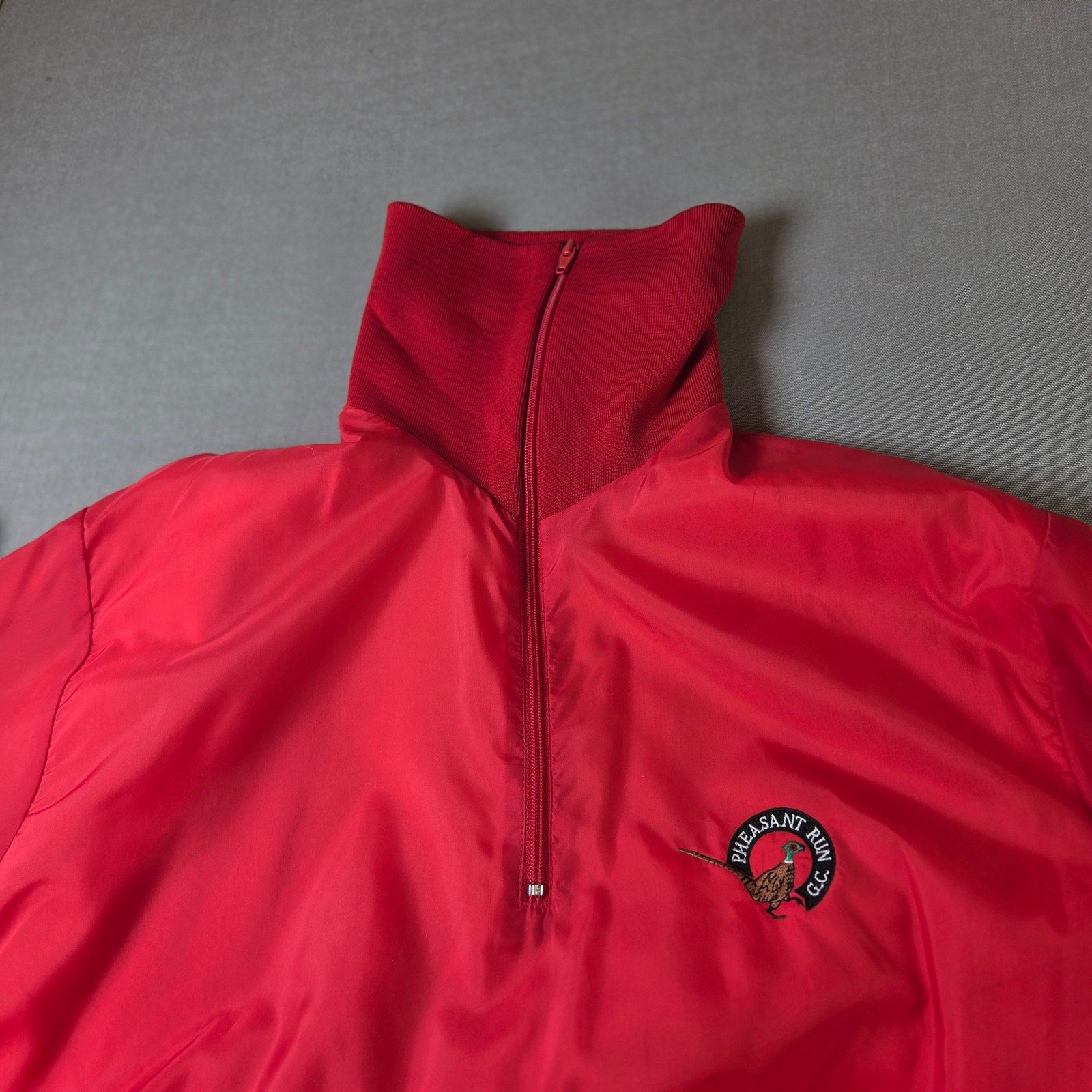 Pheasant Run G.C. 1/4 Zip Vintage Windbreaker Jacket Large Red Golf Club