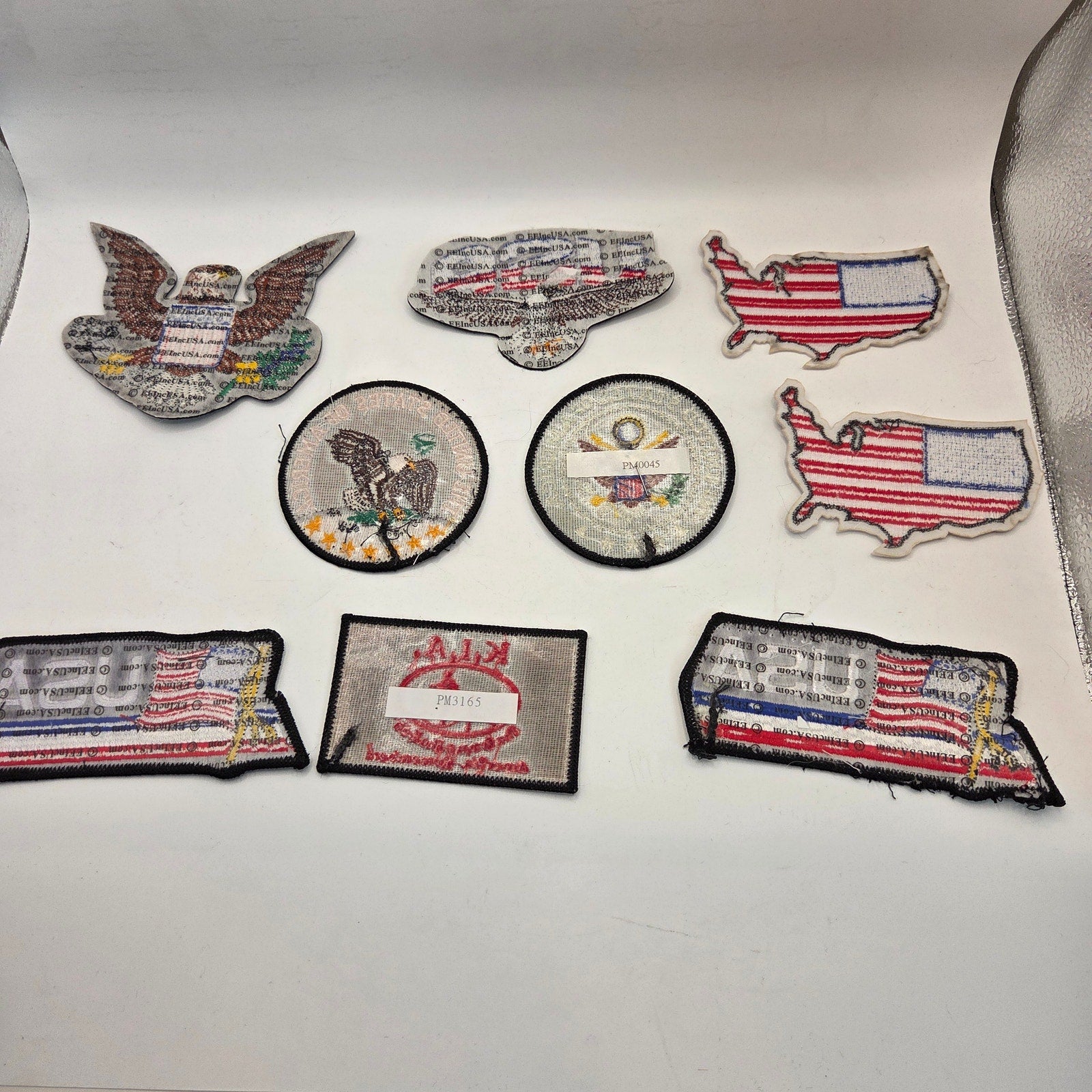 Lot of 9 USA Patriotic Eagle Flag Embroidered Patches Sew On Craft DIY Set