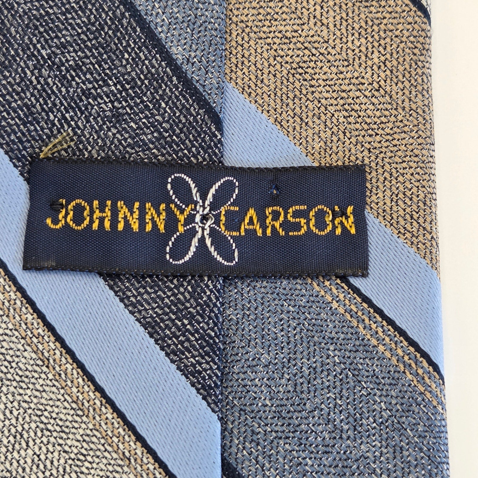 Vintage 1970s Johnny Carson Striped Polyester Tie 3” Wide Made USA