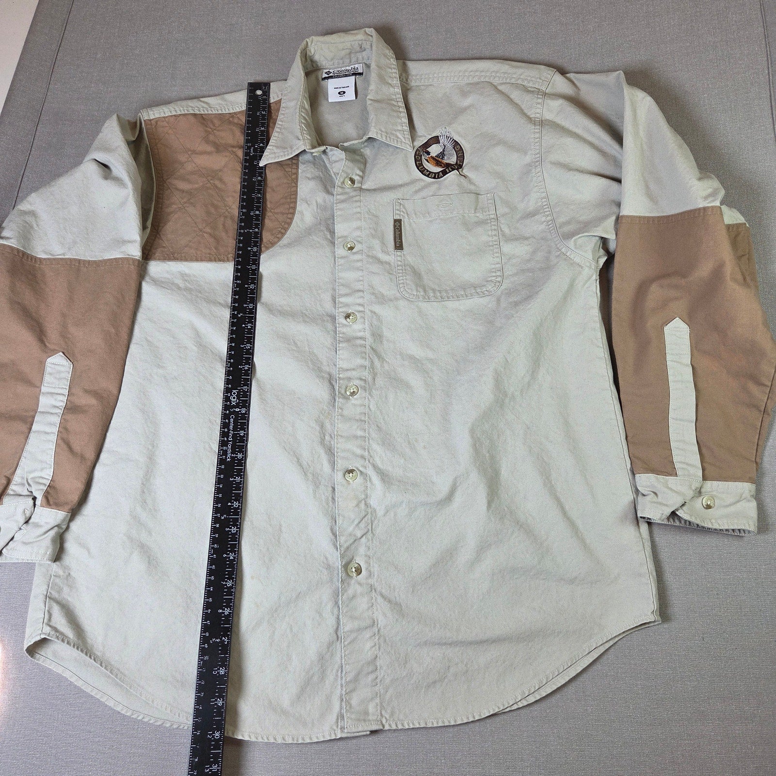 Columbia Hunting Field Shirt Mens Medium Dog Gun Club Cotton Button Down