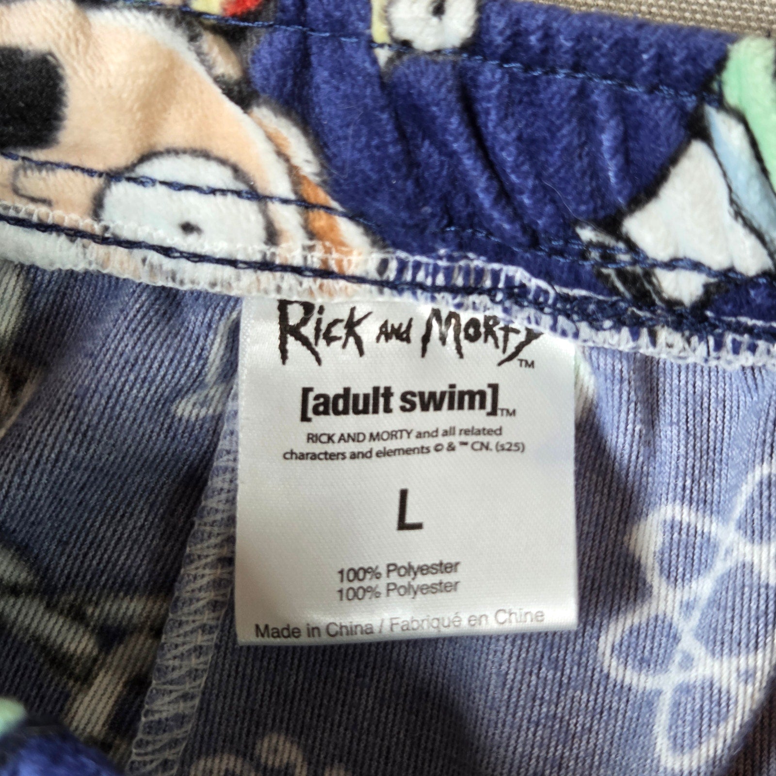 Rick and Morty Adult Swim Pajama Pants Mens L Blue Cartoon Lounge Sleep Pants