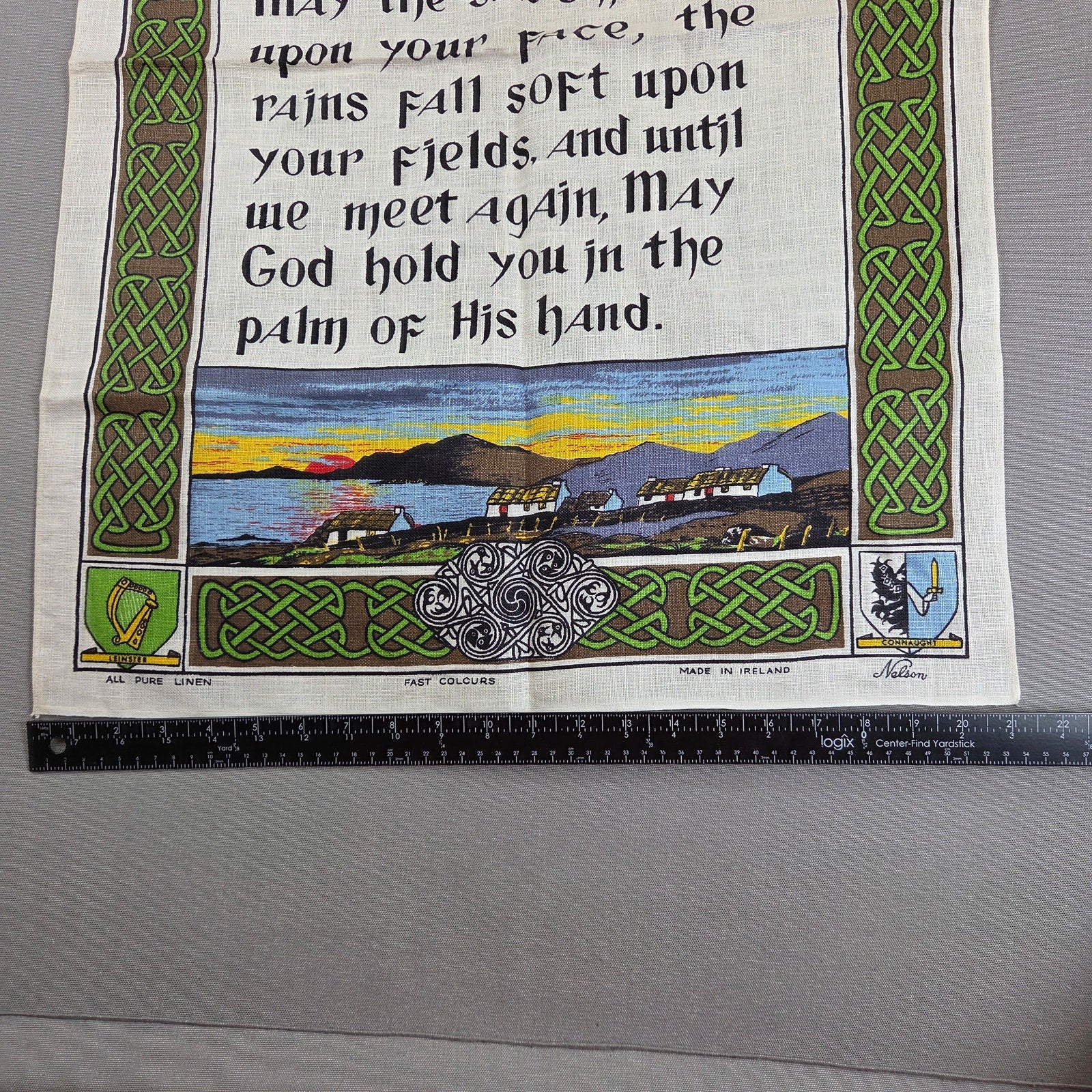 Vintage Nelson Irish Blessing Pure Linen Tea Towel Made Ireland 30.5"x21"