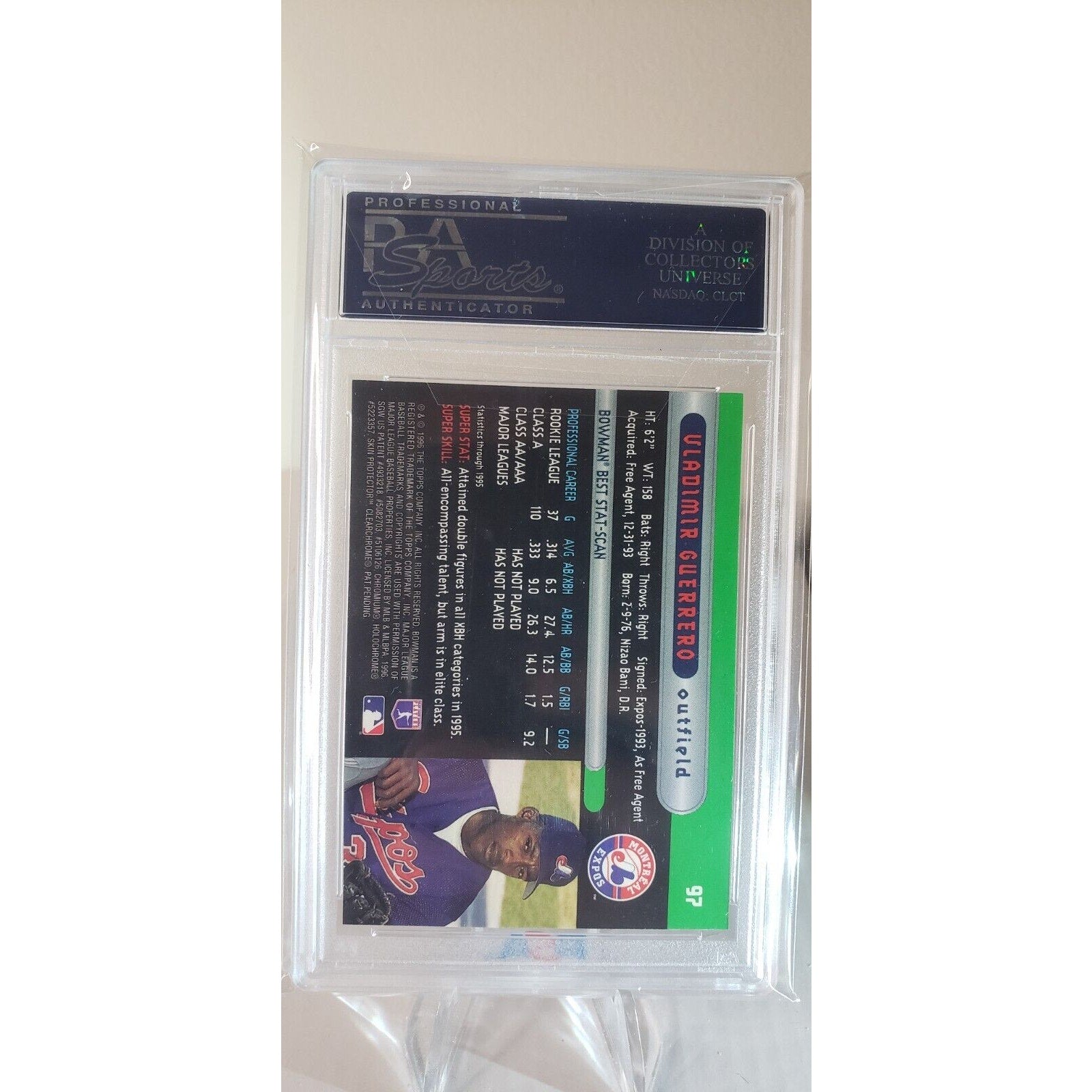 Vladimir Guerrero 1996 Bowman’s Best #97 Auto PSA/DNA Authentic