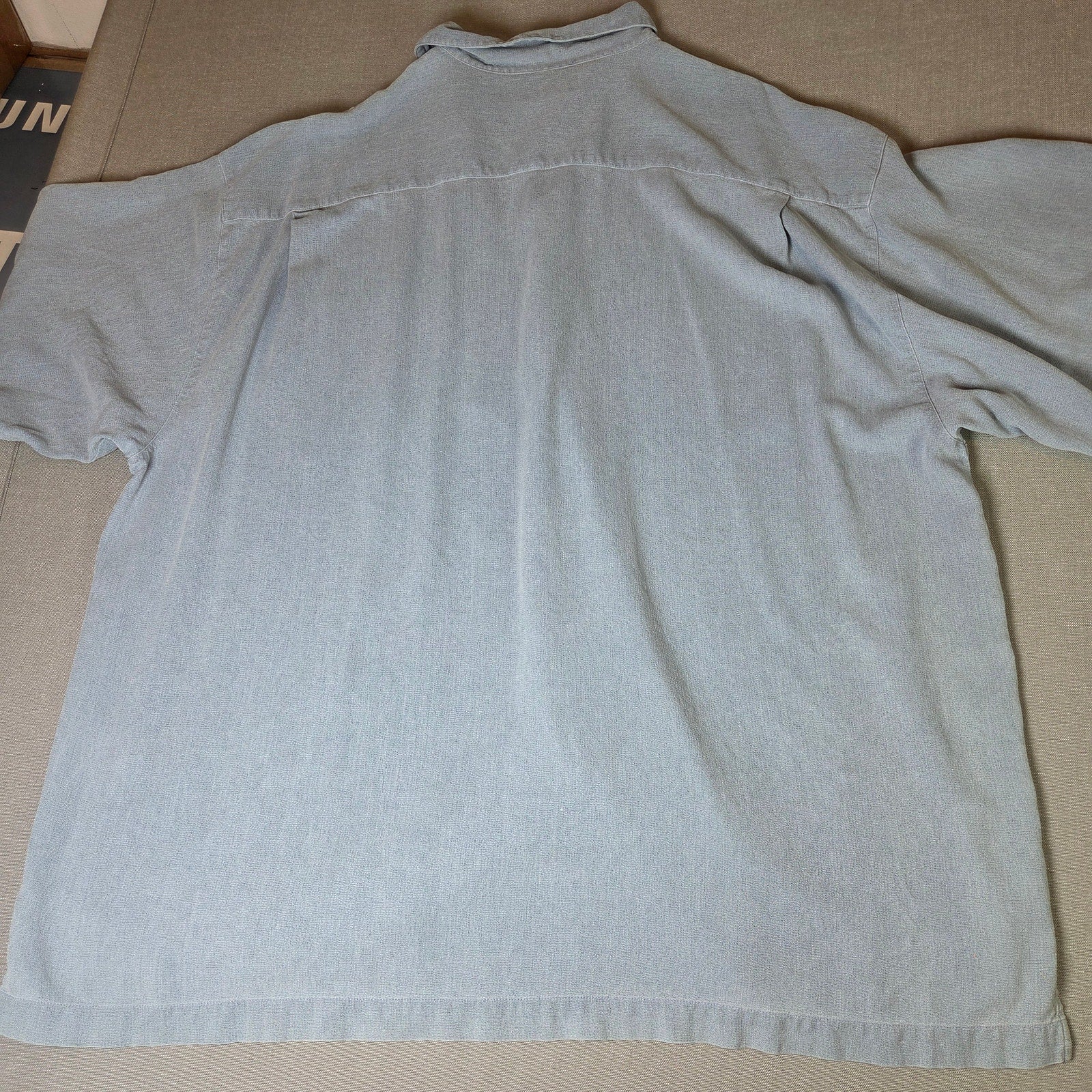 Tommy Bahama Relax Silk Camp Shirt XXL T30440 Pigment Washed Button Front Blue