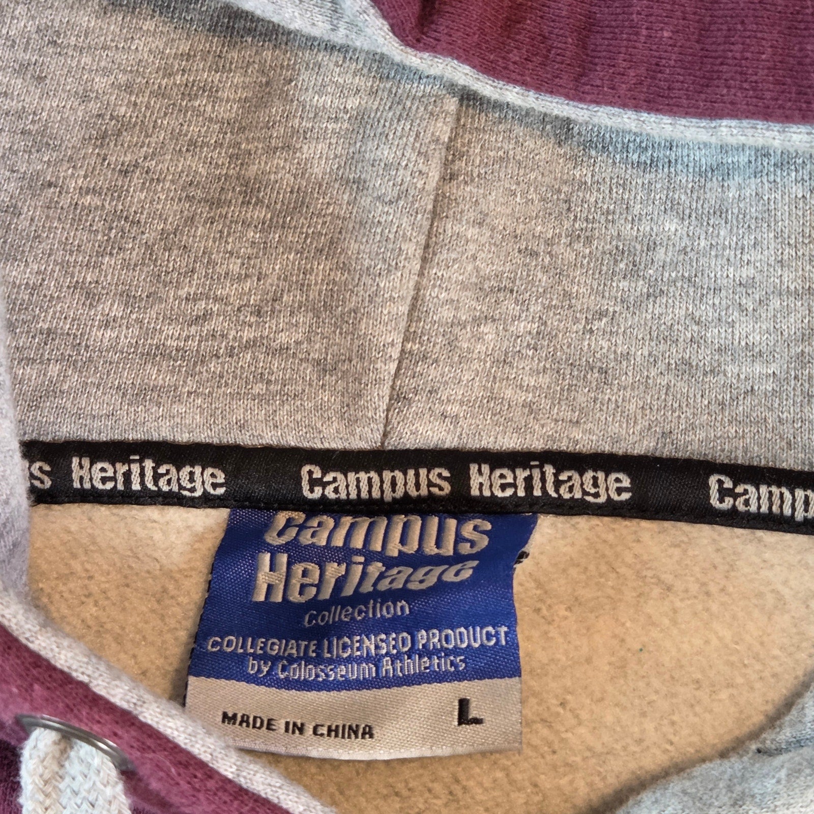 Minnesota Golden Gophers Hoodie Campus Heritage Gray Maroon Size L Pullover
