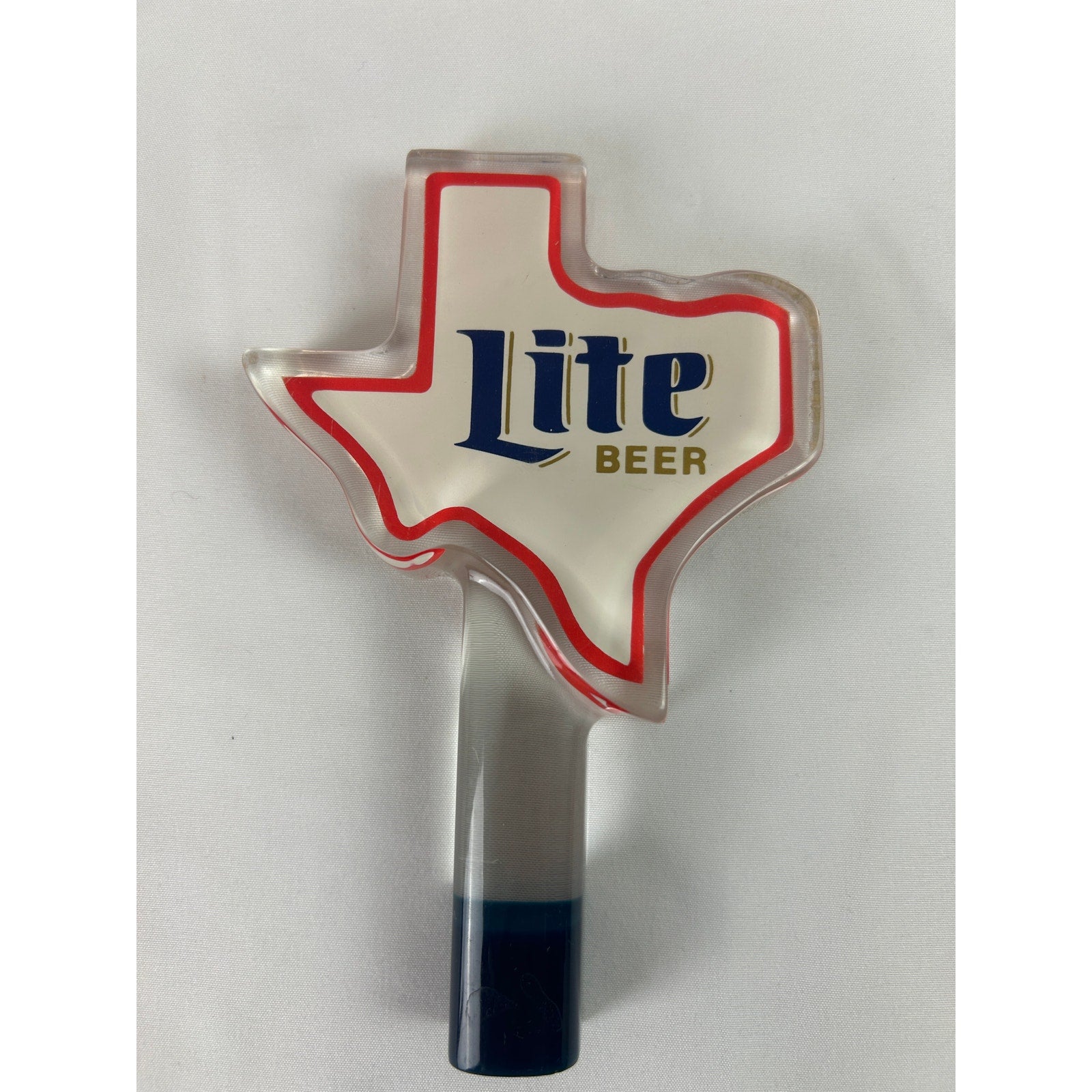 Miller Lite Texas Shaped Beer Tap Handle Clear Lucite Acrylic Breweriana 6in