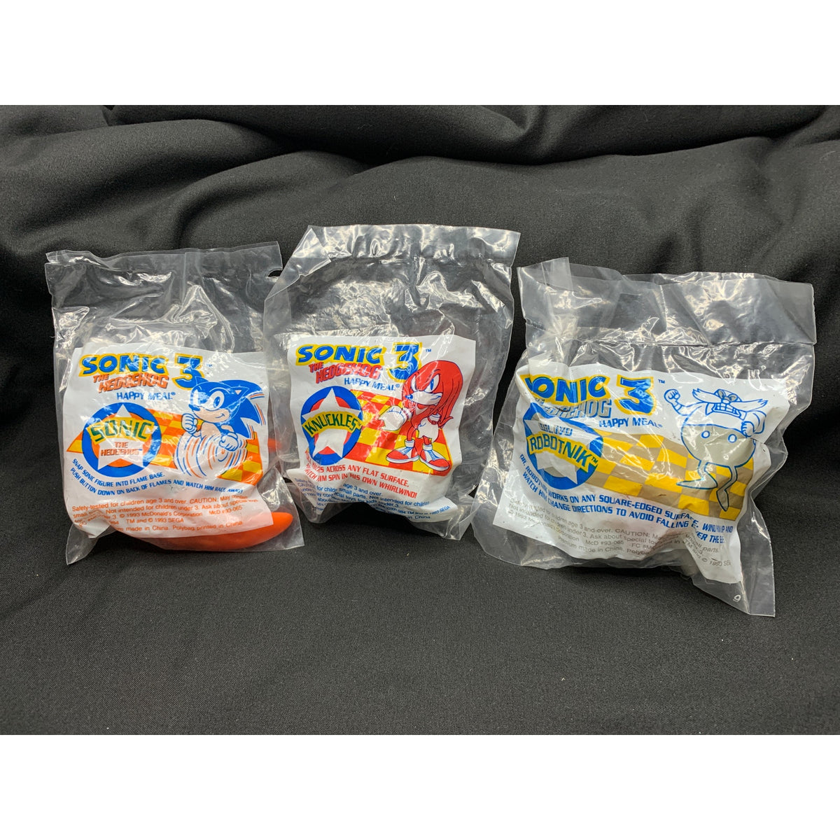 1993 McDonalds Sonic the Hedgehog 3 Happy Meal Toys Sealed Lot of 3