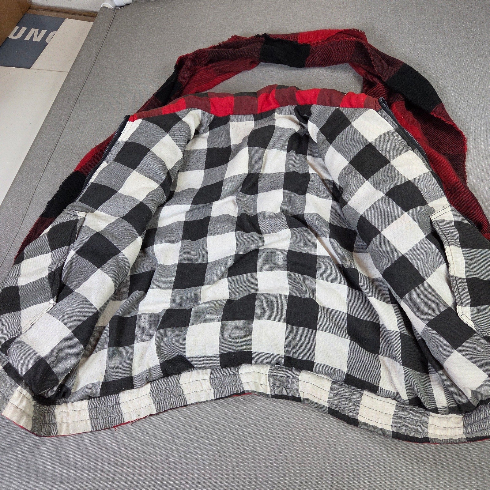 Unbranded Reversible Buffalo Plaid Vest Scarf Set Red Black Adult Large