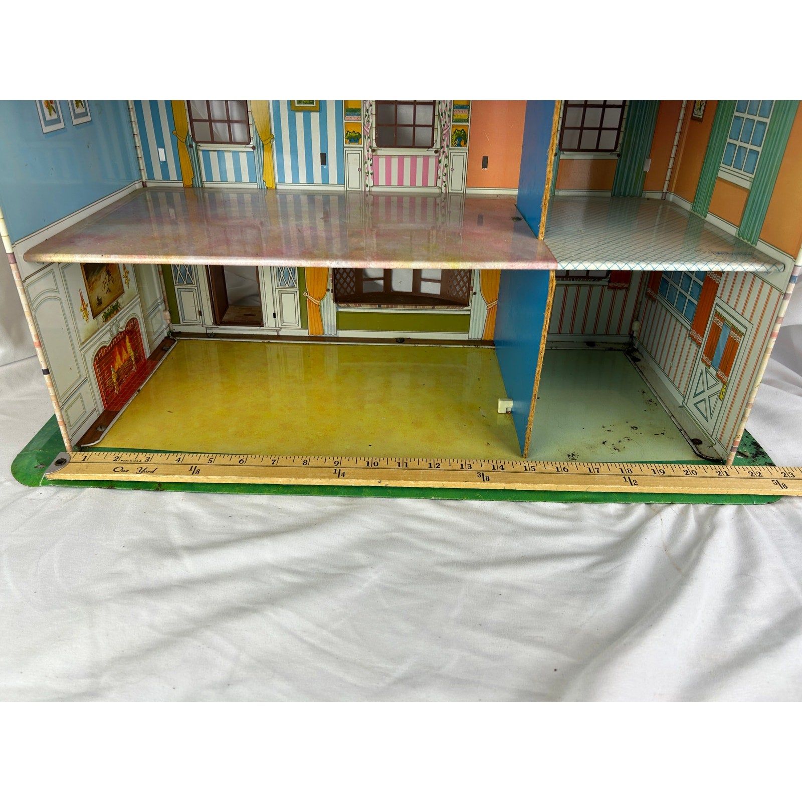 Vintage 1950s Marx Wolverine Tin Litho Dollhouse Two Story USA
