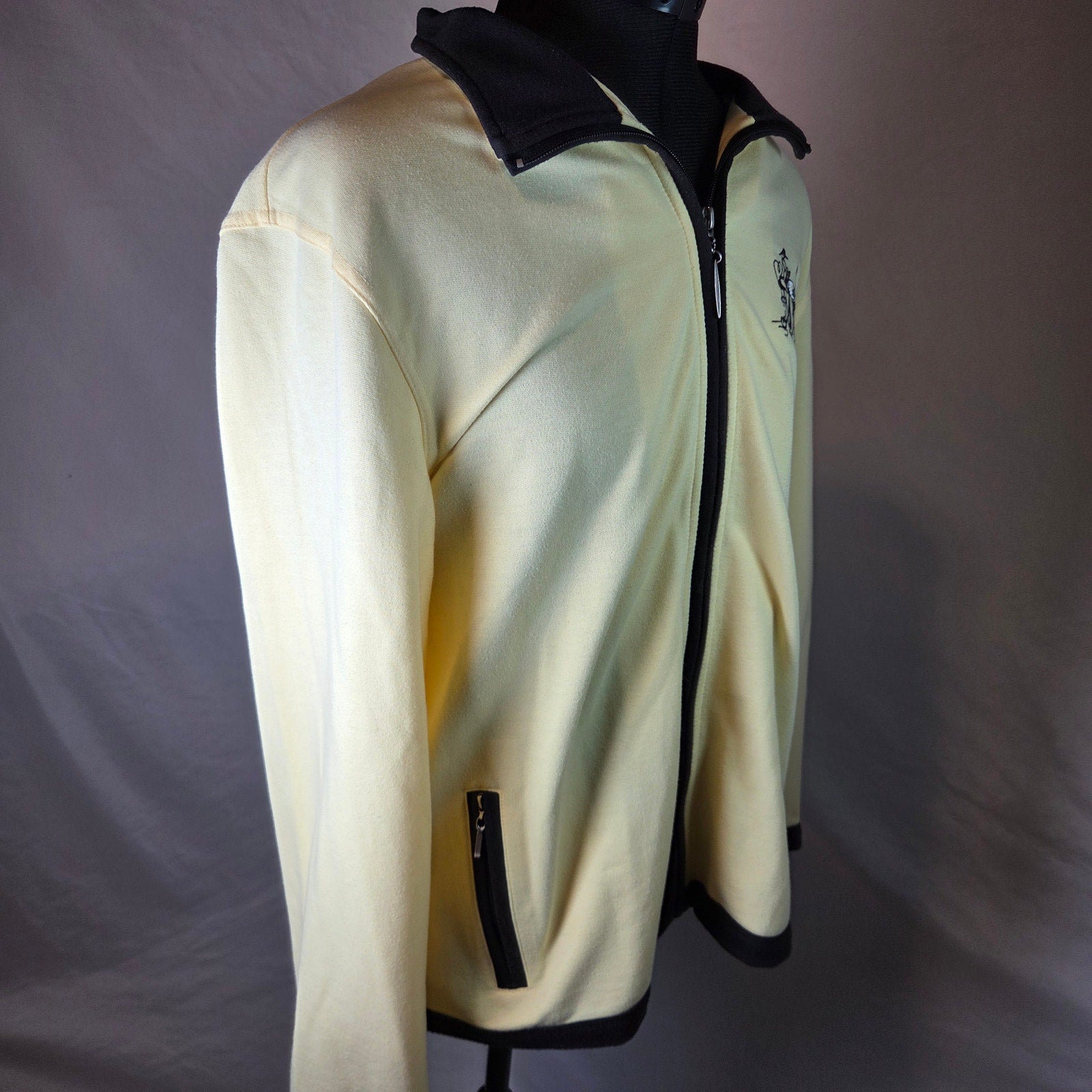 Koret Womens L Full Zip Knit Jacket Cafe Scene Embroidered Macau Vintage 90s