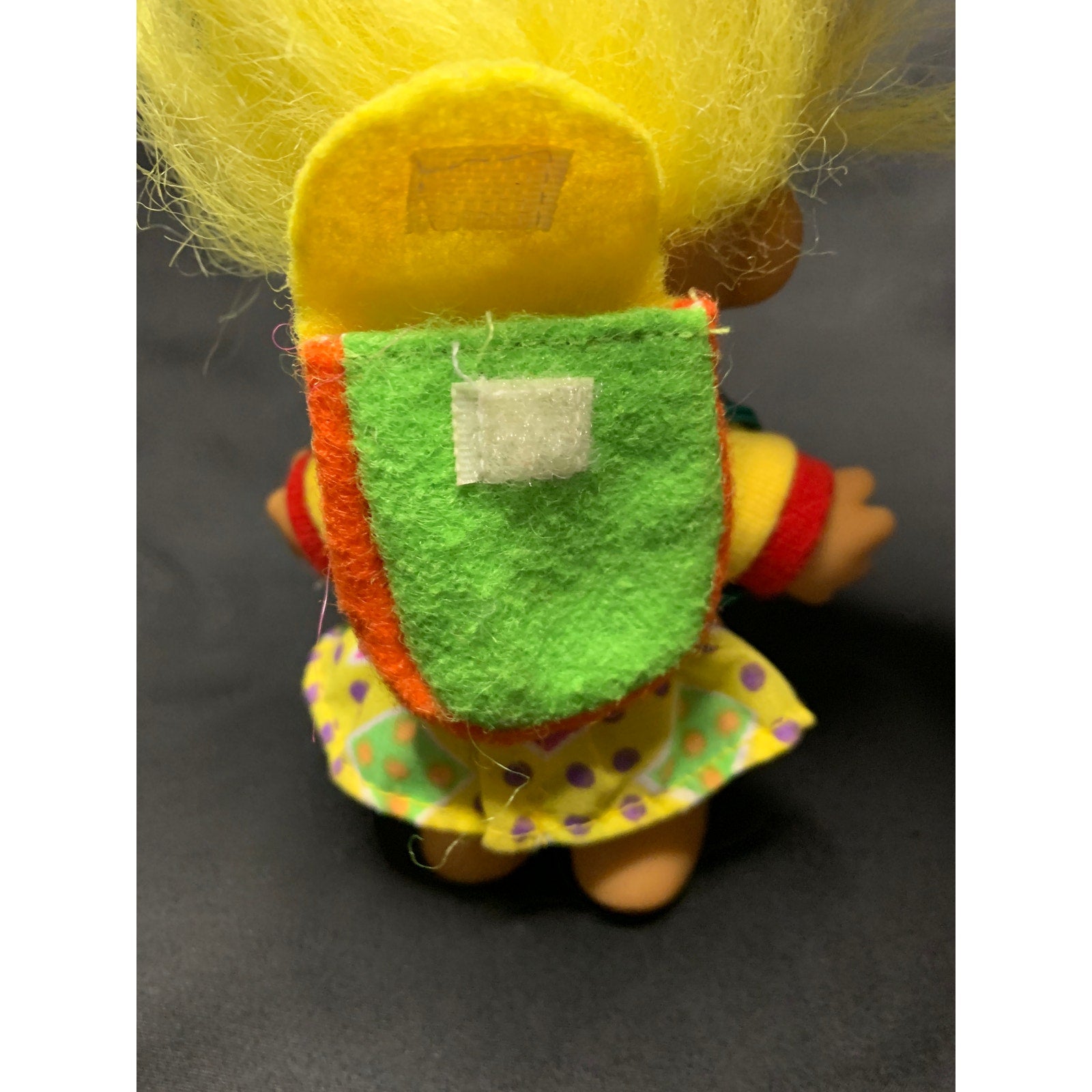 Vintage 1990s Russ School Girl Troll Doll Backpack Yellow Hair 18458 5in