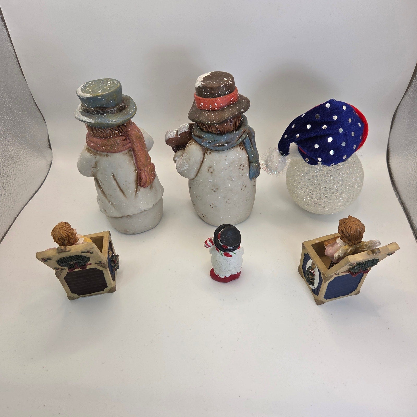 Lot of 6 Snowman & Angel Christmas Figurines Holiday Decor