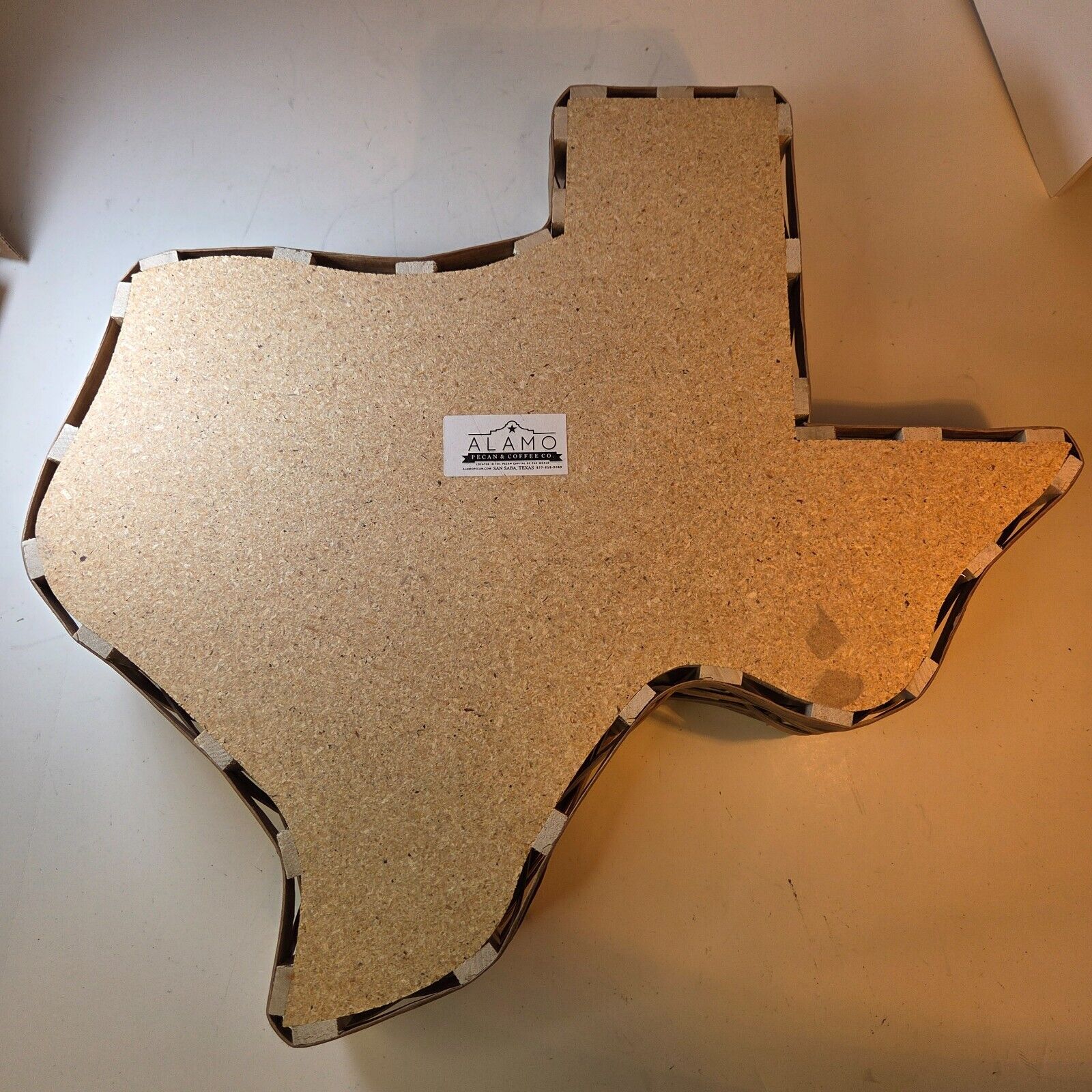 Texas Shaped Woven Wooden Wicker Basket/Tray With Wood Bottom 16"