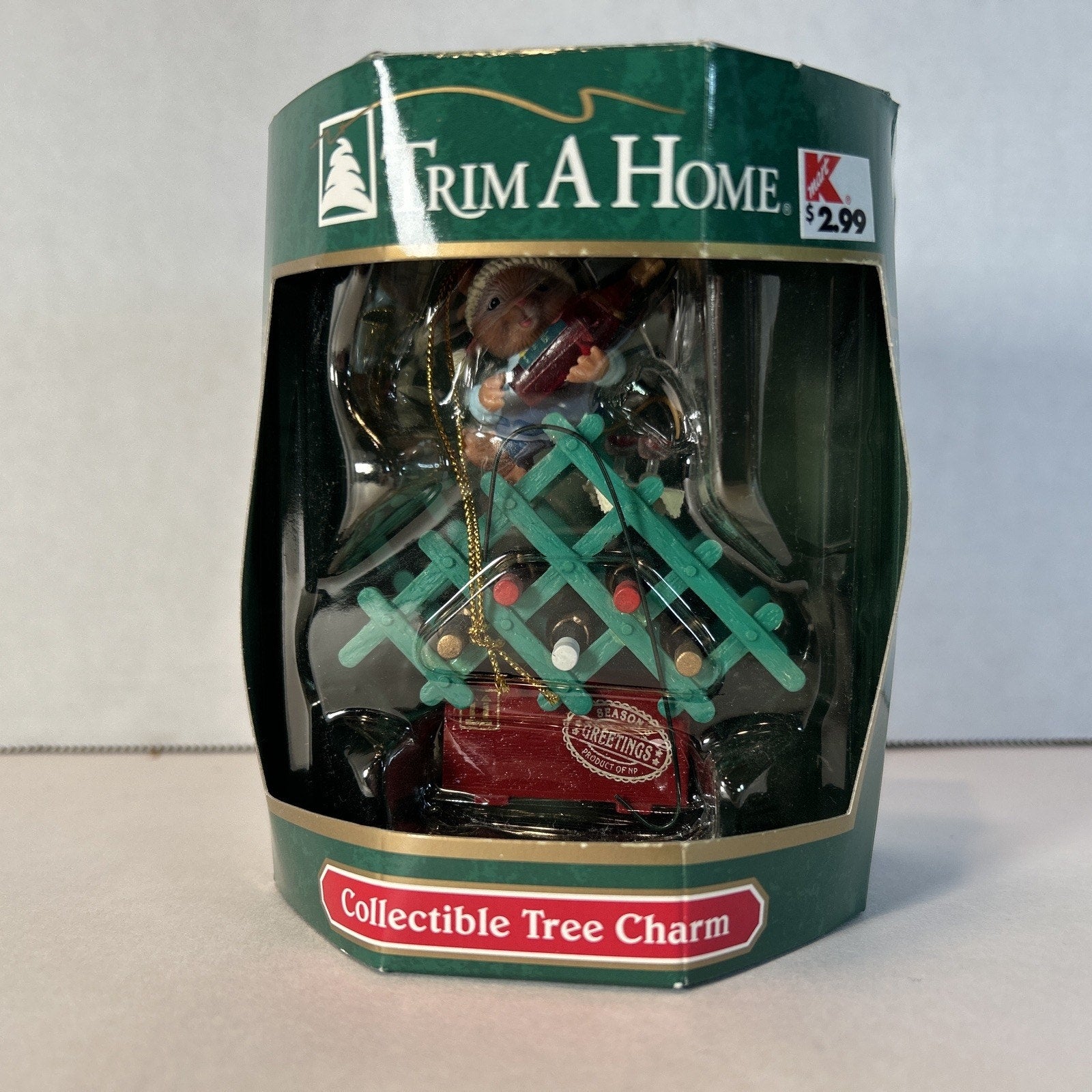 Vintage Trim A Tree KMart Christmas Tree Ornament Wine Rack Mouse Original Box