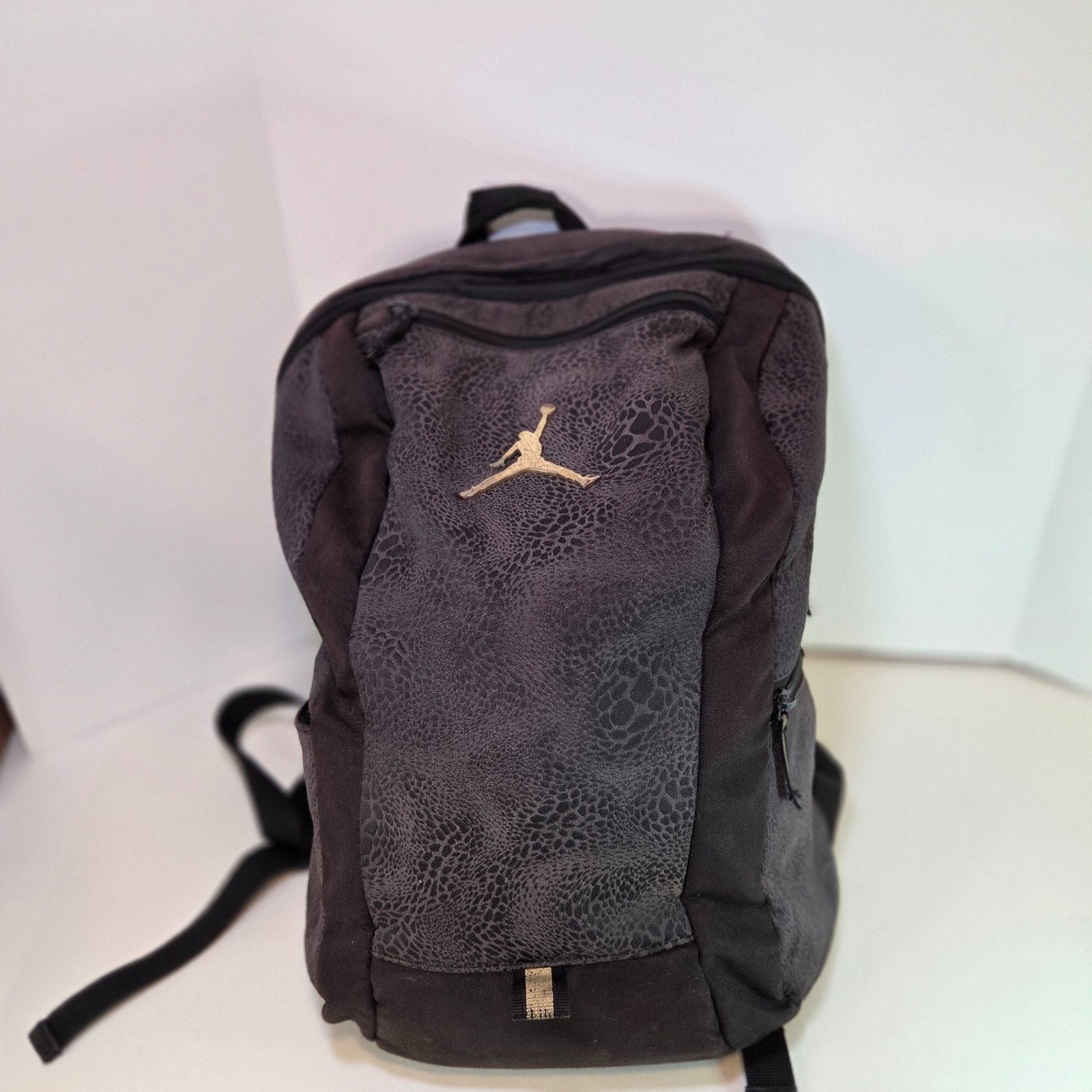 Nike Air Jordan Jumpman Backpack Black Gray, Gold Logo 9A1748-429 Rare