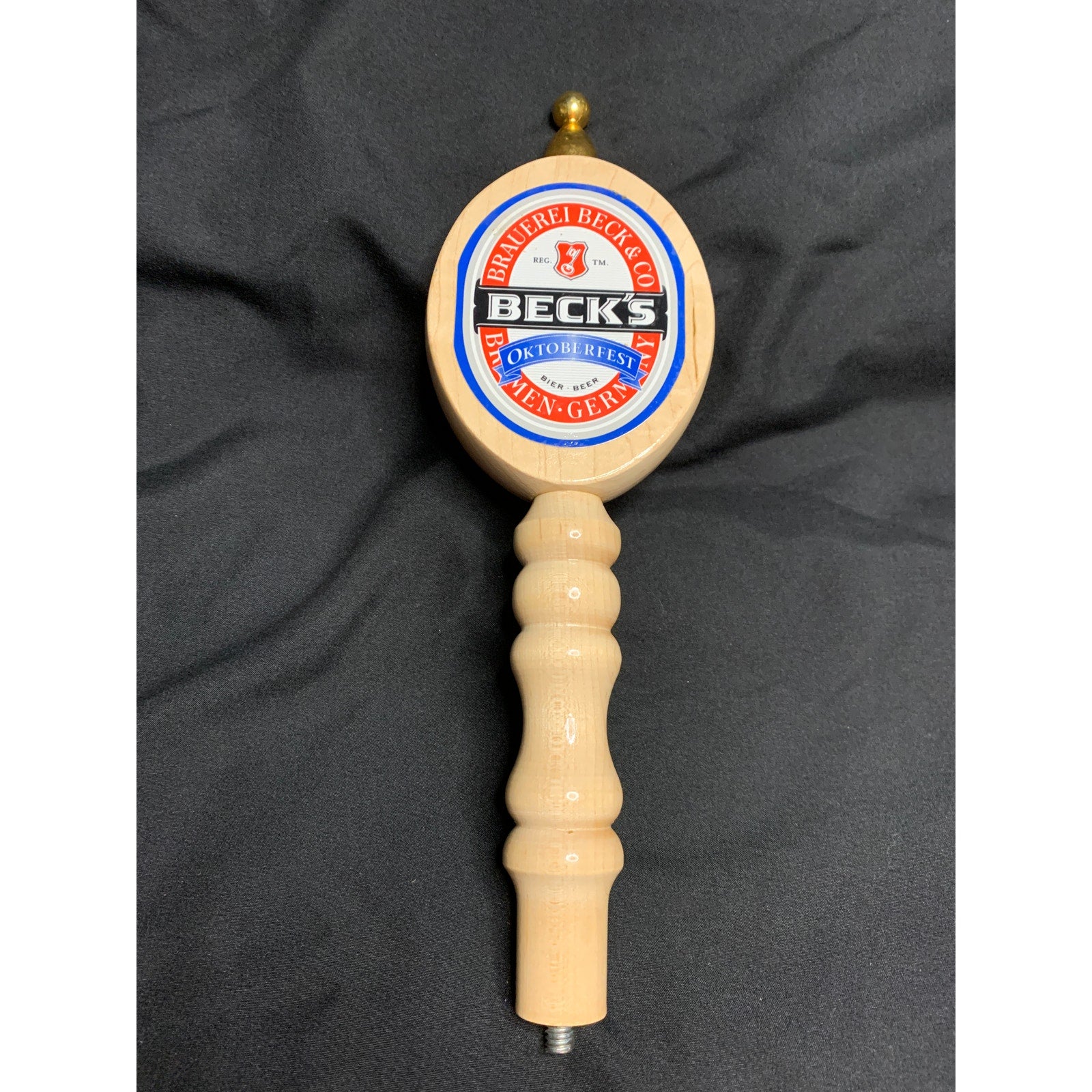 Beck's Oktoberfest Beer Tap Handle Wood Brass 12 Inch German Bar Keg Pull
