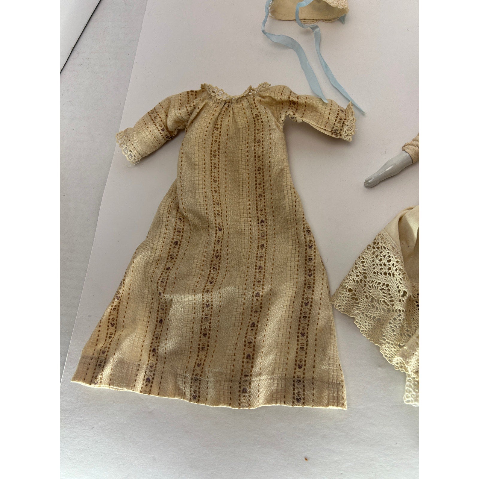 Antique China Head Doll 14 inch Black Hair Original Body and Clothes 1880s